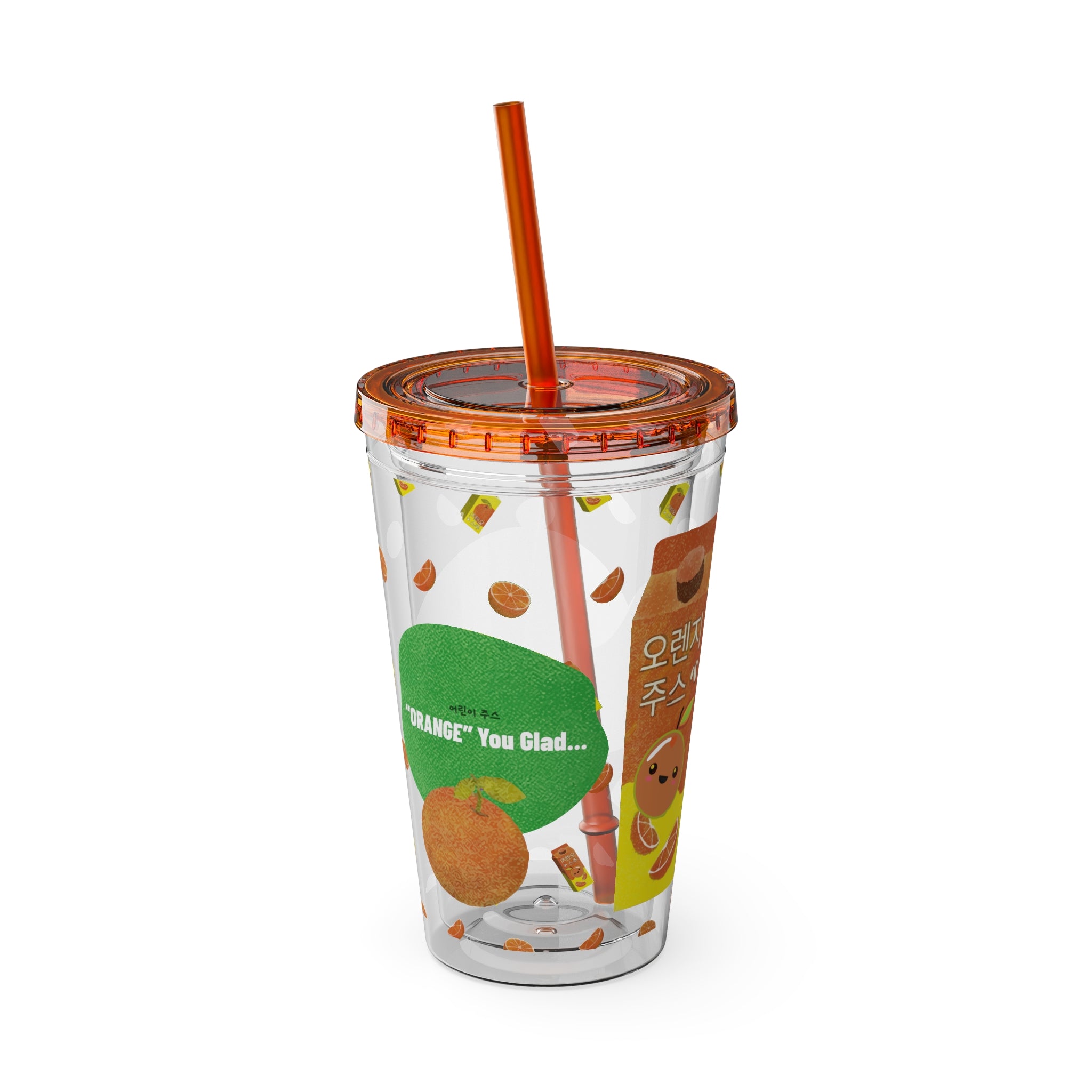 Tumbler with Korean Orange Juice Retro Ad Design, 16oz – Club Riot Queer Streetwear