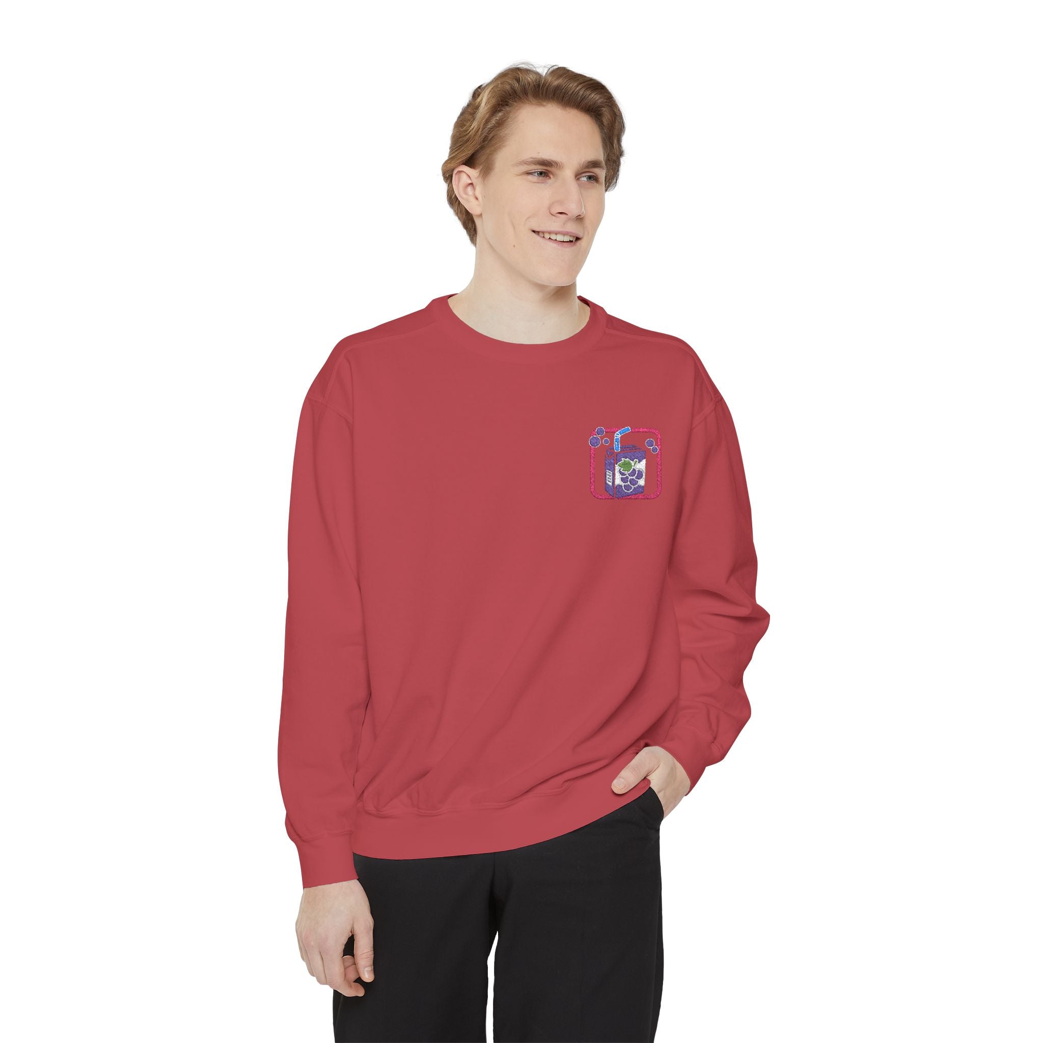 Grape Juice Embroidered Sweatshirt – Unisex, Cozy, and Slightly Juicy Crewneck Sweatshirt – Queer Streetwear Cozy Essential