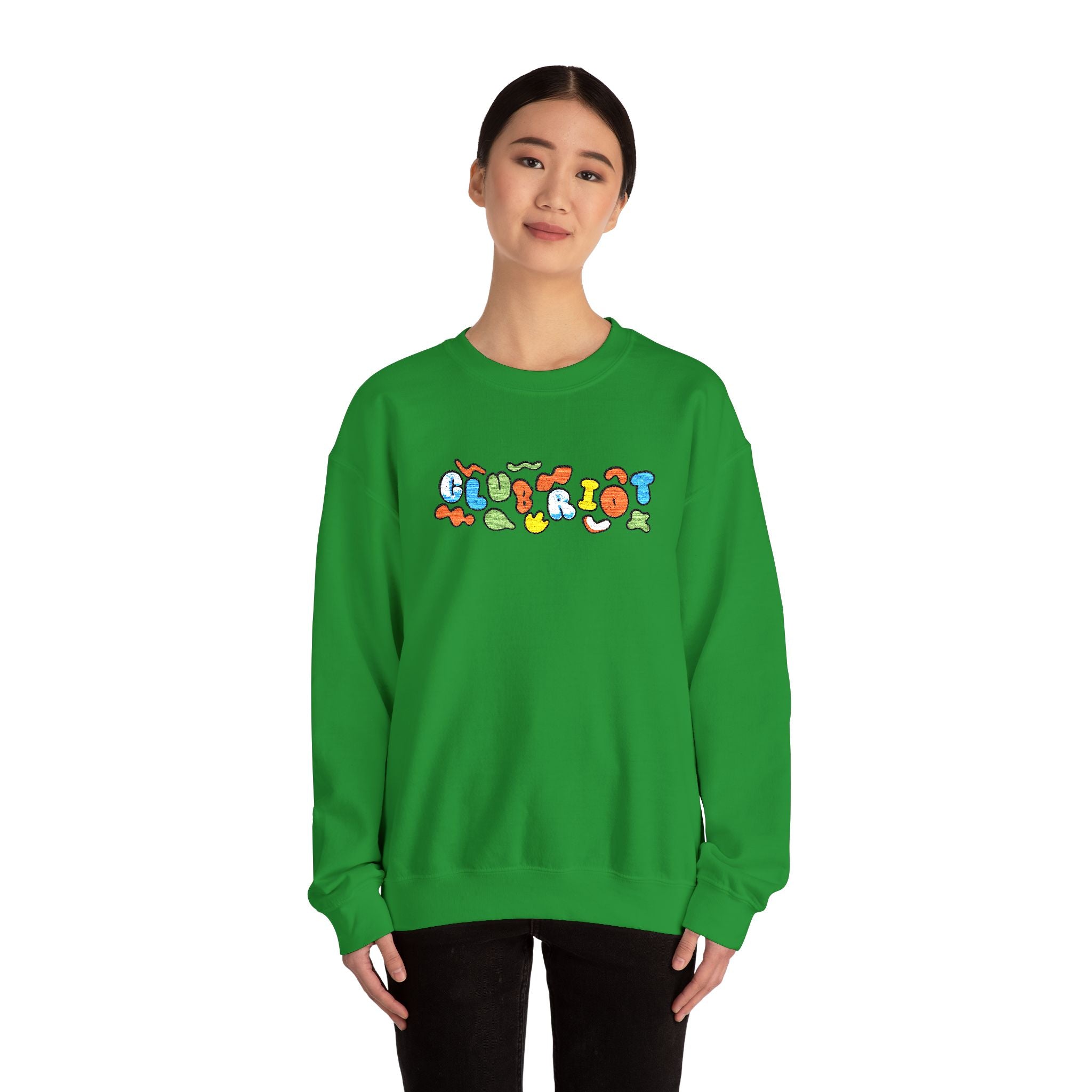 Copy of Sparkling Green Text Crewneck Sweatshirt | Casual Streetwear, Cozy Gift, Unisex Apparel, Everyday Fashion, Holiday Layering Crewneck Sweatshirt – Queer Streetwear Cozy Essential