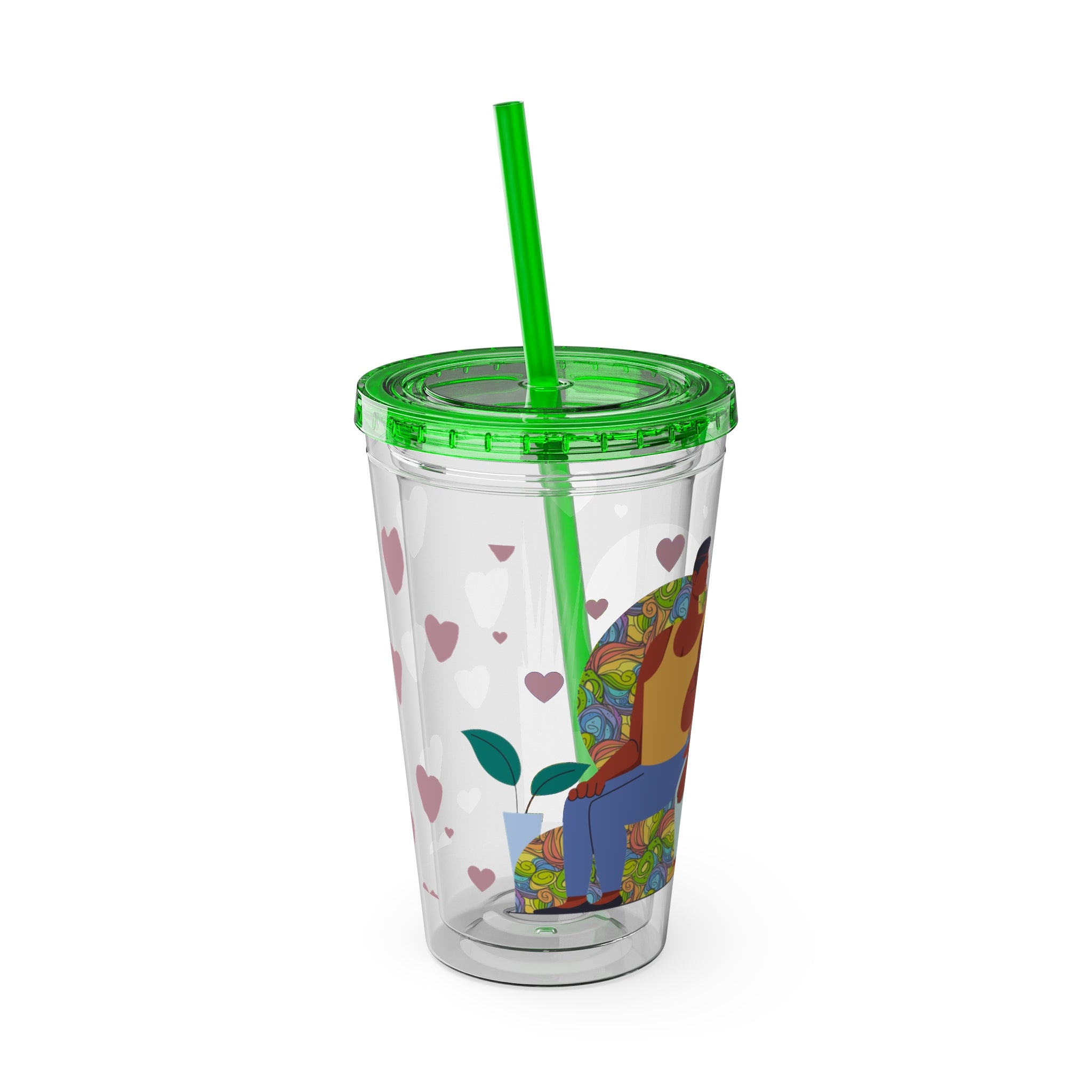 Sunsplash Tumbler, Colorful Couples Drinkware, Cute Travel Mug, Love Glassware – Bold Queer Streetwear Drinkware