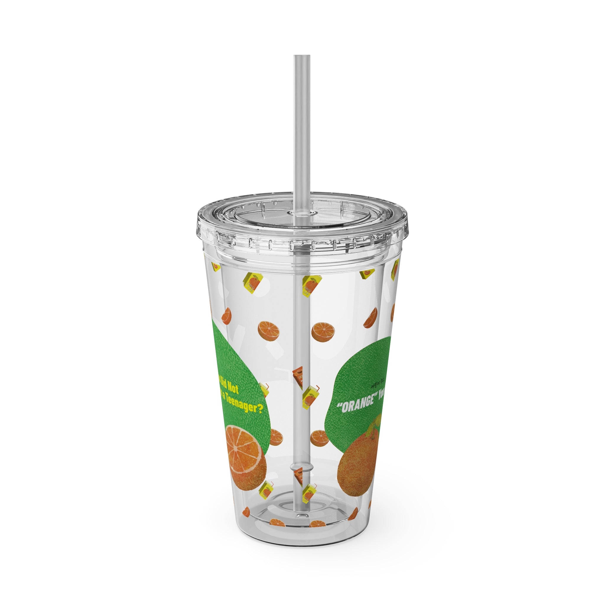 Tumbler with Korean Orange Juice Retro Ad Design, 16oz – Club Riot Queer Streetwear