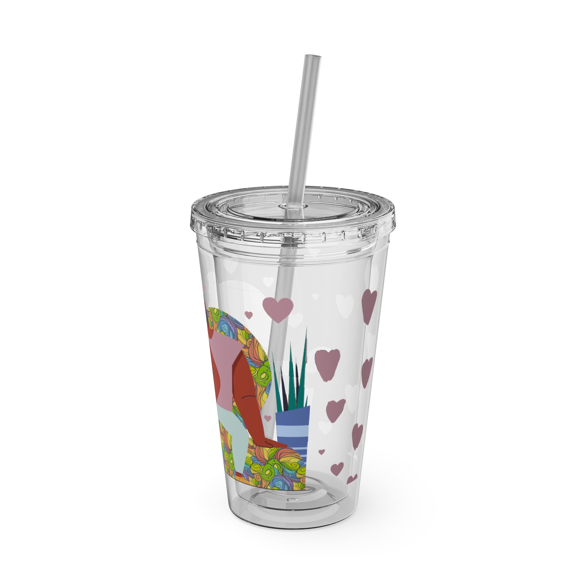 Sunsplash Tumbler, Colorful Couples Drinkware, Cute Travel Mug, Love Glassware – Bold Queer Streetwear Drinkware