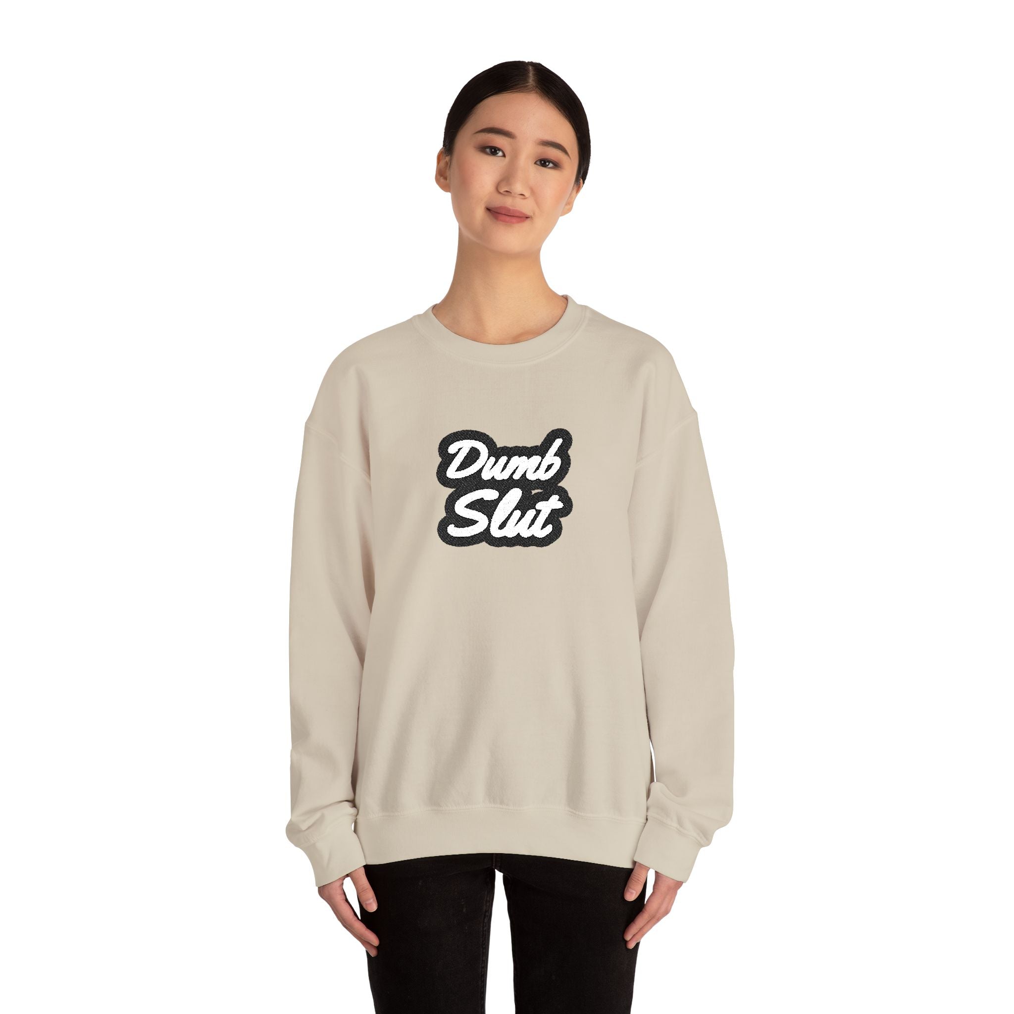 Dumb Slut Crewneck Sweatshirt, Funny Sweater Gift, Unisex Casual Wear, Trendy Streetwear, Comfy Pullover for Everyday