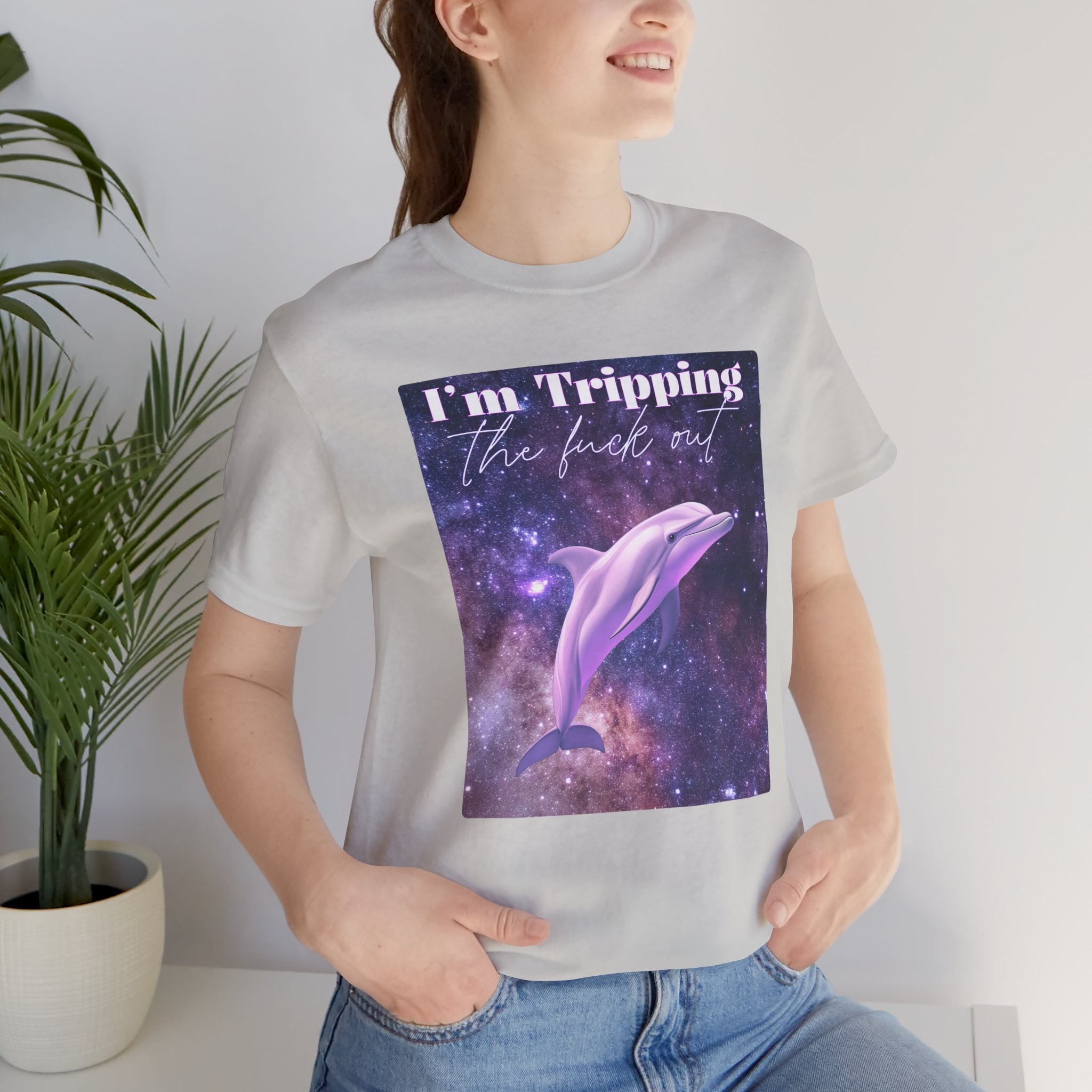 "I'm tripping the F*ck out" Surreal Dolphin Tee Unisex T-Shirt – Bold Queer Streetwear Graphic Tee