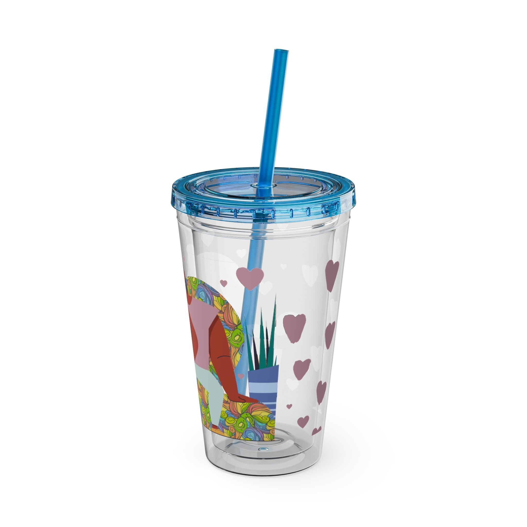 Sunsplash Tumbler, Colorful Couples Drinkware, Cute Travel Mug, Love Glassware – Bold Queer Streetwear Drinkware