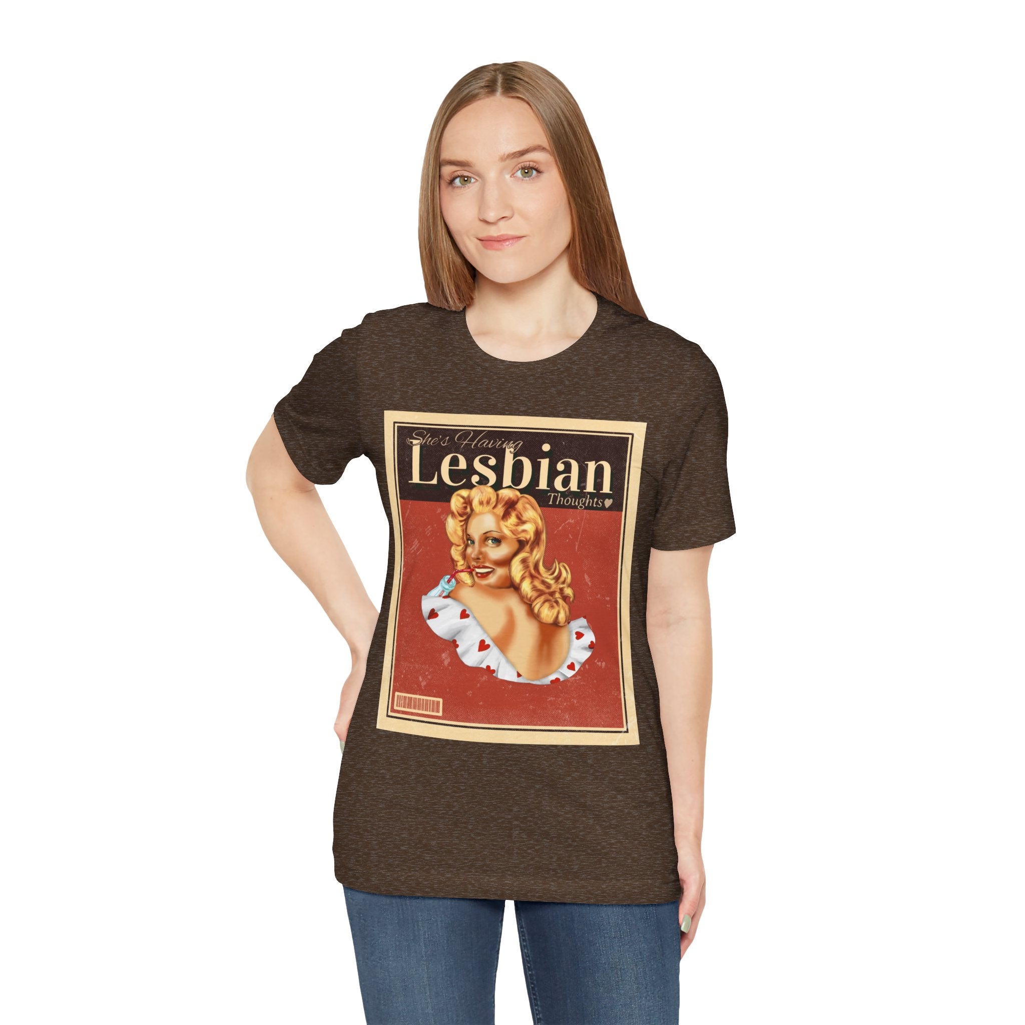 "She's having Lesbian Thoughts" Retro Pride Unisex Tee Unisex T-Shirt – Bold Queer Streetwear Graphic Tee