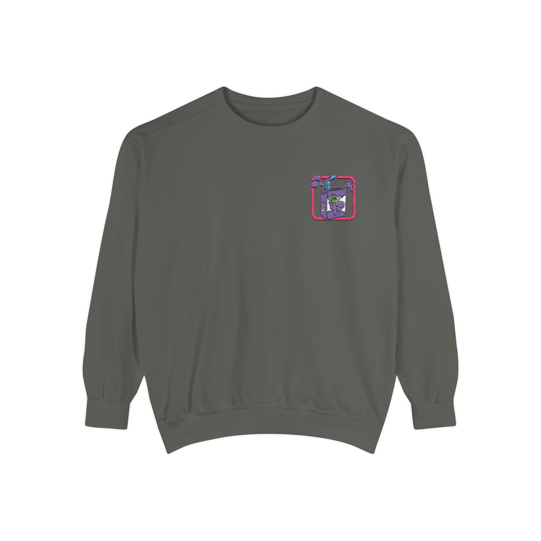 Grape Juice Embroidered Sweatshirt – Unisex, Cozy, and Slightly Juicy Crewneck Sweatshirt – Queer Streetwear Cozy Essential
