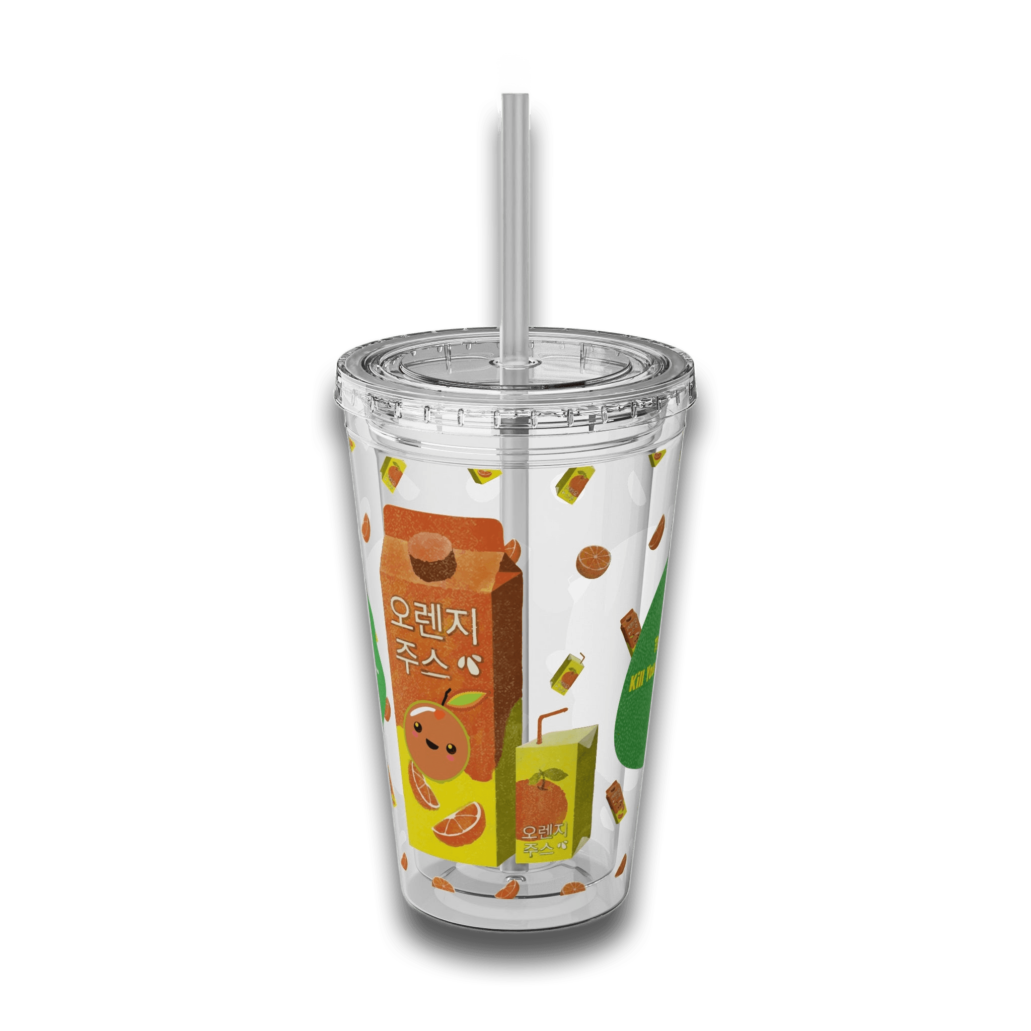 Tumbler with Korean Orange Juice Retro Ad Design, 16oz – Club Riot Queer Streetwear