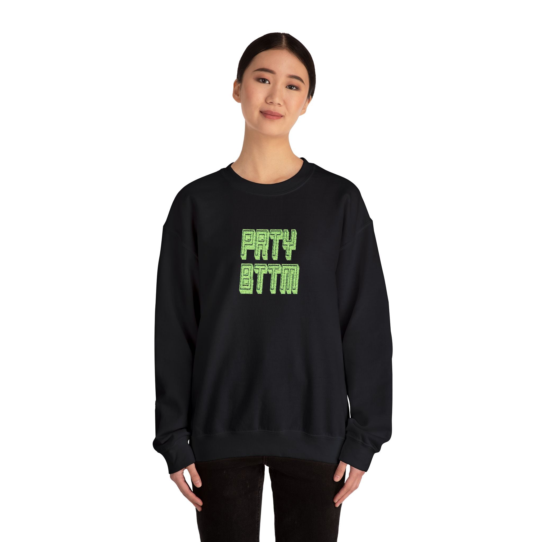 Sparkling Green Text Crewneck Sweatshirt | Casual Streetwear, Cozy Gift, Unisex Apparel, Everyday Fashion, Holiday Layering Crewneck Sweatshirt – Queer Streetwear Cozy Essential