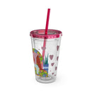 Sunsplash Tumbler, Colorful Couples Drinkware, Cute Travel Mug, Love Glassware – Bold Queer Streetwear Drinkware