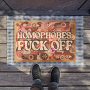 Colorful Welcome Doormat - 'Homophobes Fuck Off' Statement Rug – Club Riot Queer Streetwear