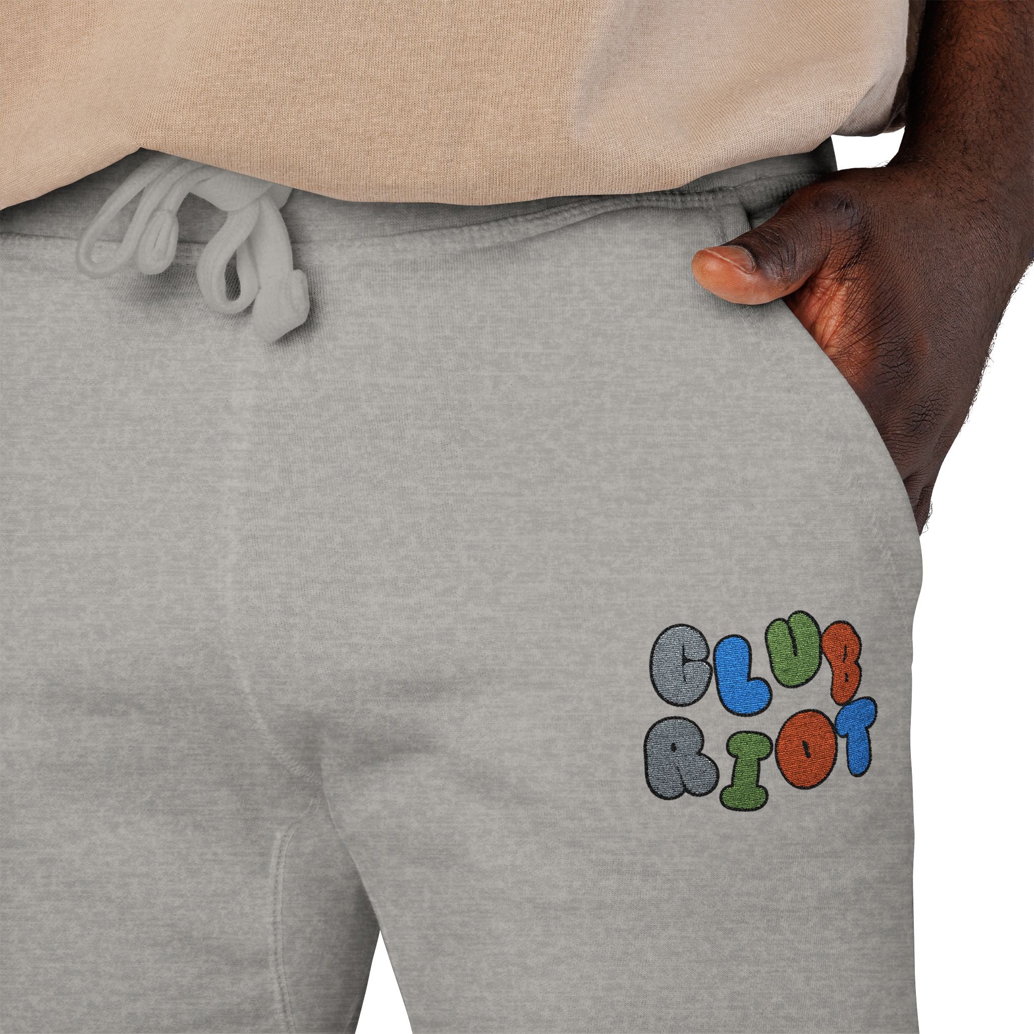 Cozy Embroidered Unisex Fleece Sweatpants, Casual Lounge Pants, Perfect for Relaxing, Gift for Him/Her, Ideal for Everyday Wear – Club Riot Queer Streetwear
