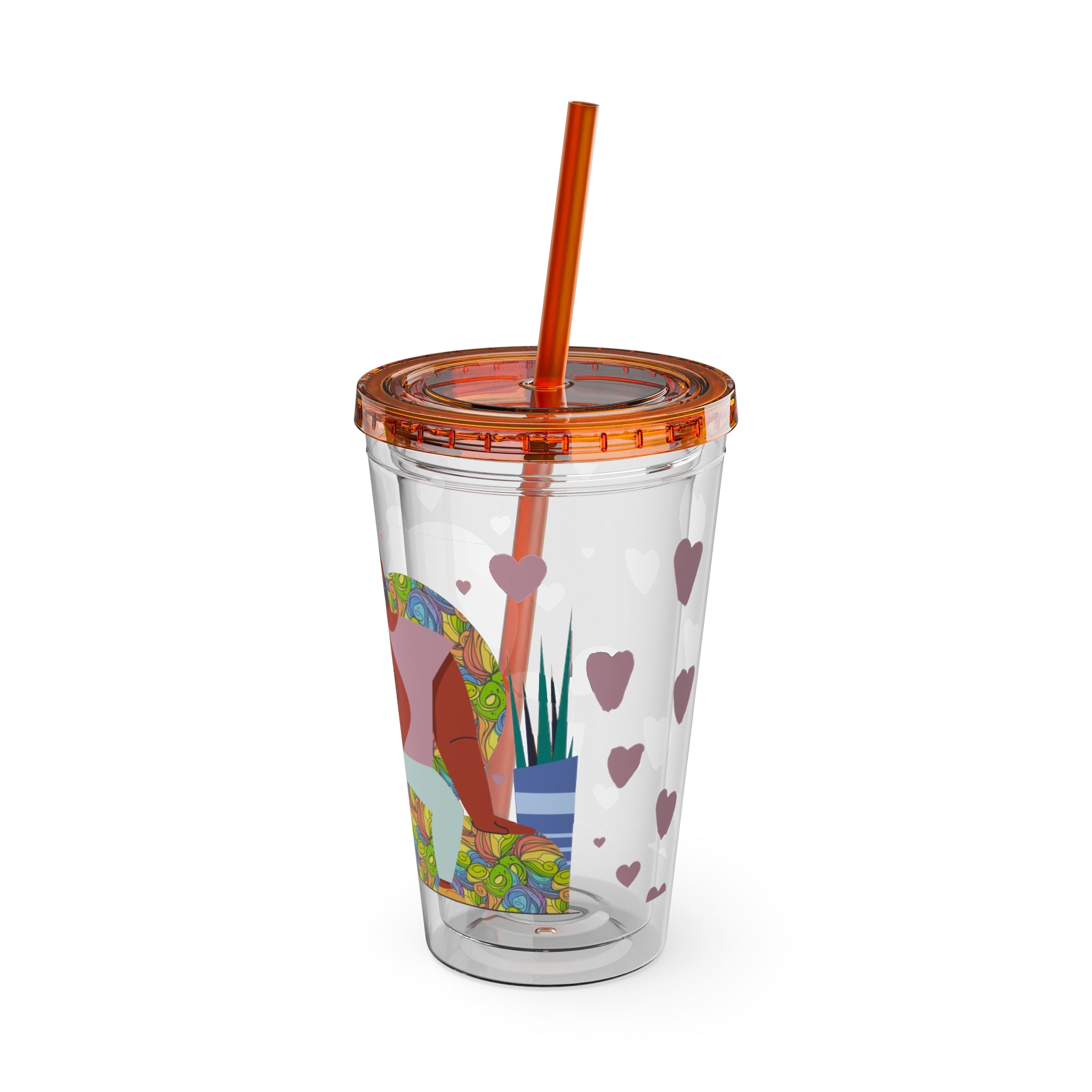 Sunsplash Tumbler, Colorful Couples Drinkware, Cute Travel Mug, Love Glassware – Bold Queer Streetwear Drinkware