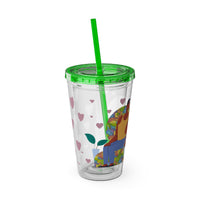 Sunsplash Tumbler, Colorful Couples Drinkware, Cute Travel Mug, Love Glassware – Bold Queer Streetwear Drinkware