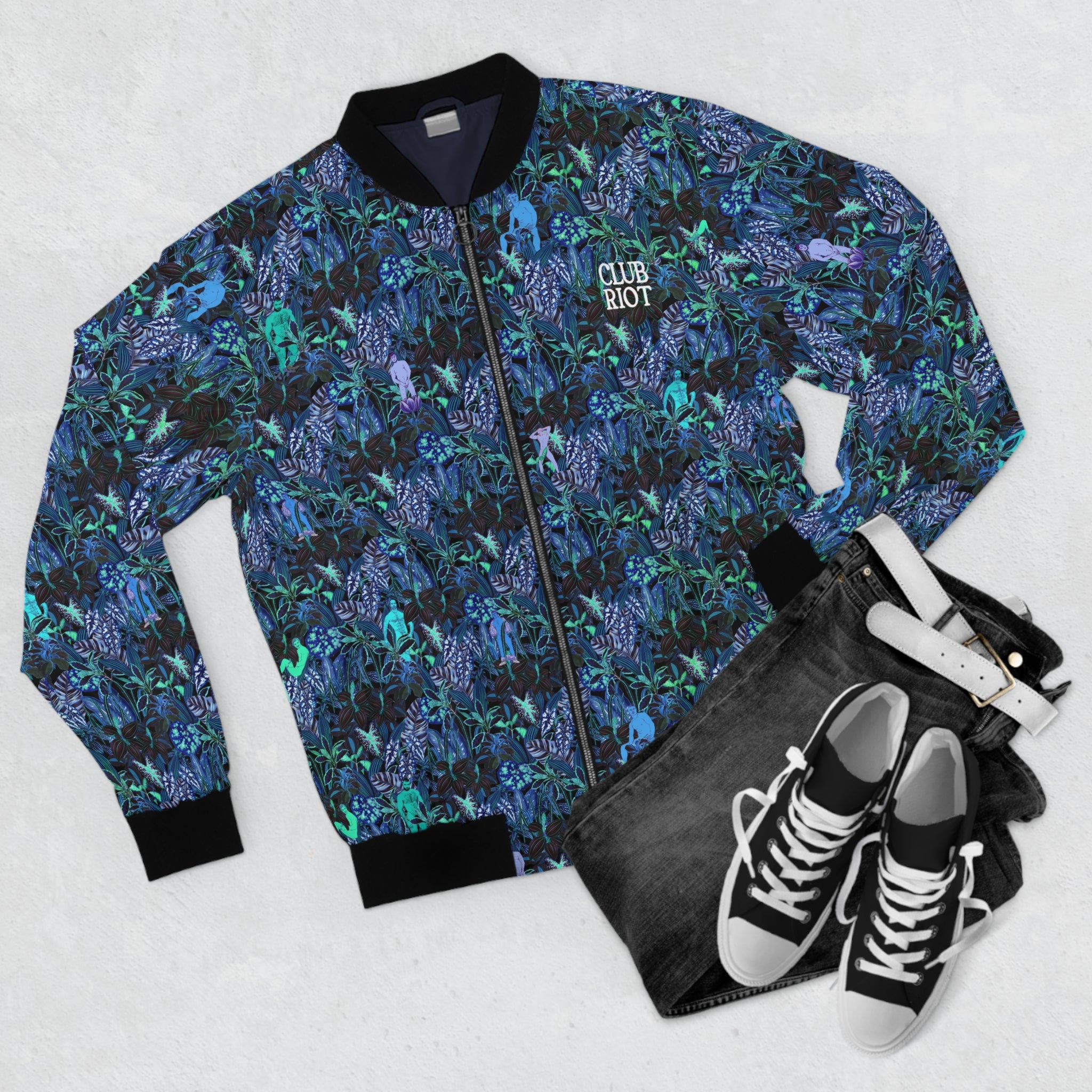 Tropical Print Men's Bomber Jacket - Stylish and Versatile Outerwear – Club Riot Queer Streetwear