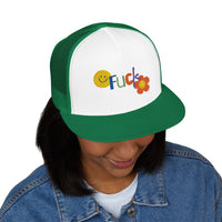 5 Panel Trucker Cap with 'We're Fucked' Embroidery, Retro Style Hat for Casual Wear, Trucking Gifts, Humorous Caps, Funny Accessory Snapback Trucker Cap – Embroidered Queer Streetwear Hat