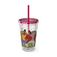 Sunsplash Tumbler, Colorful Couples Drinkware, Cute Travel Mug, Love Glassware – Bold Queer Streetwear Drinkware