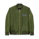 Sustainable Embroidered Bomber Jacket with Club Riot queer streetwear design