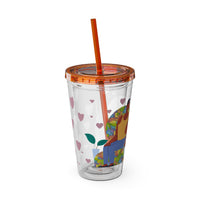 Sunsplash Tumbler, Colorful Couples Drinkware, Cute Travel Mug, Love Glassware – Bold Queer Streetwear Drinkware