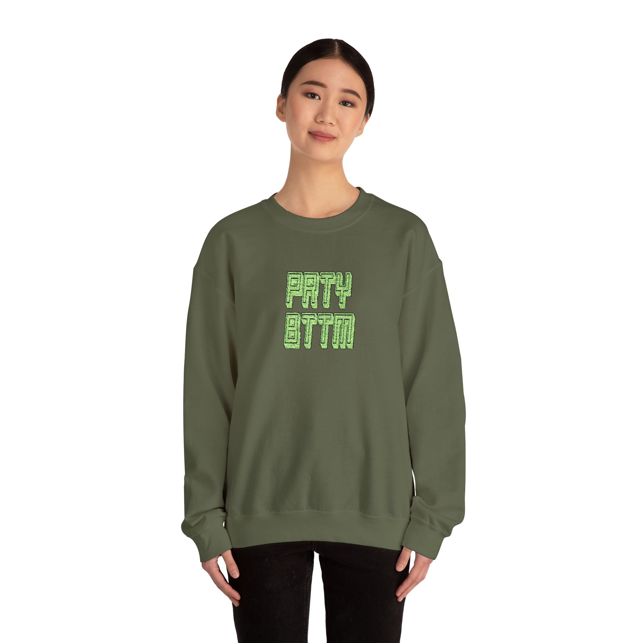 Sparkling Green Text Crewneck Sweatshirt | Casual Streetwear, Cozy Gift, Unisex Apparel, Everyday Fashion, Holiday Layering Crewneck Sweatshirt – Queer Streetwear Cozy Essential