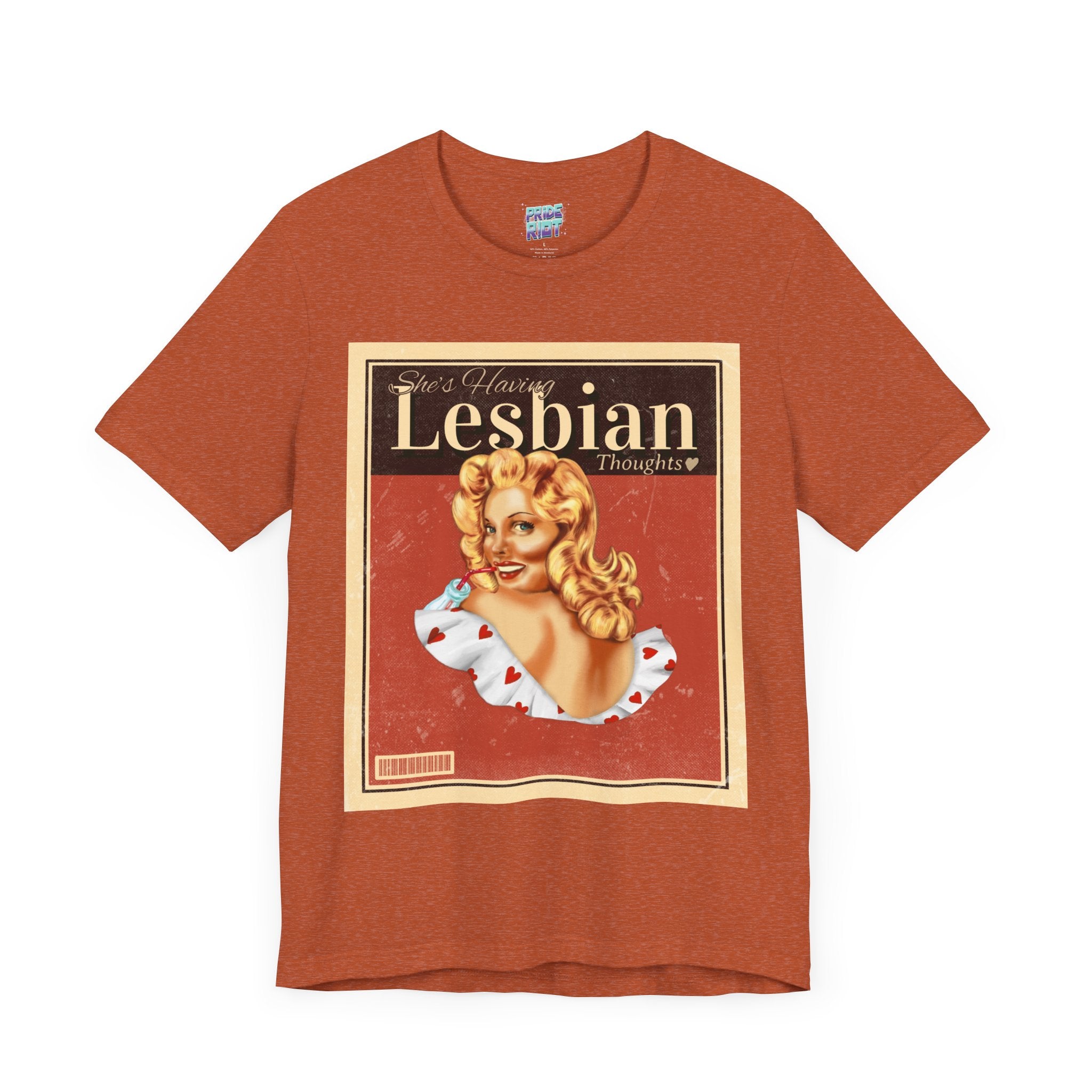 "She's having Lesbian Thoughts" Retro Pride Unisex Tee Unisex T-Shirt – Bold Queer Streetwear Graphic Tee
