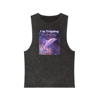 Unisex Stonewash Tank Top with Club Riot queer streetwear design