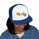 5 Panel Trucker Cap with 'We're Fucked' Embroidery, Retro Style Hat for Casual Wear, Trucking Gifts, Humorous Caps, Funny Accessory Snapback Trucker Cap – Embroidered Queer Streetwear Hat
