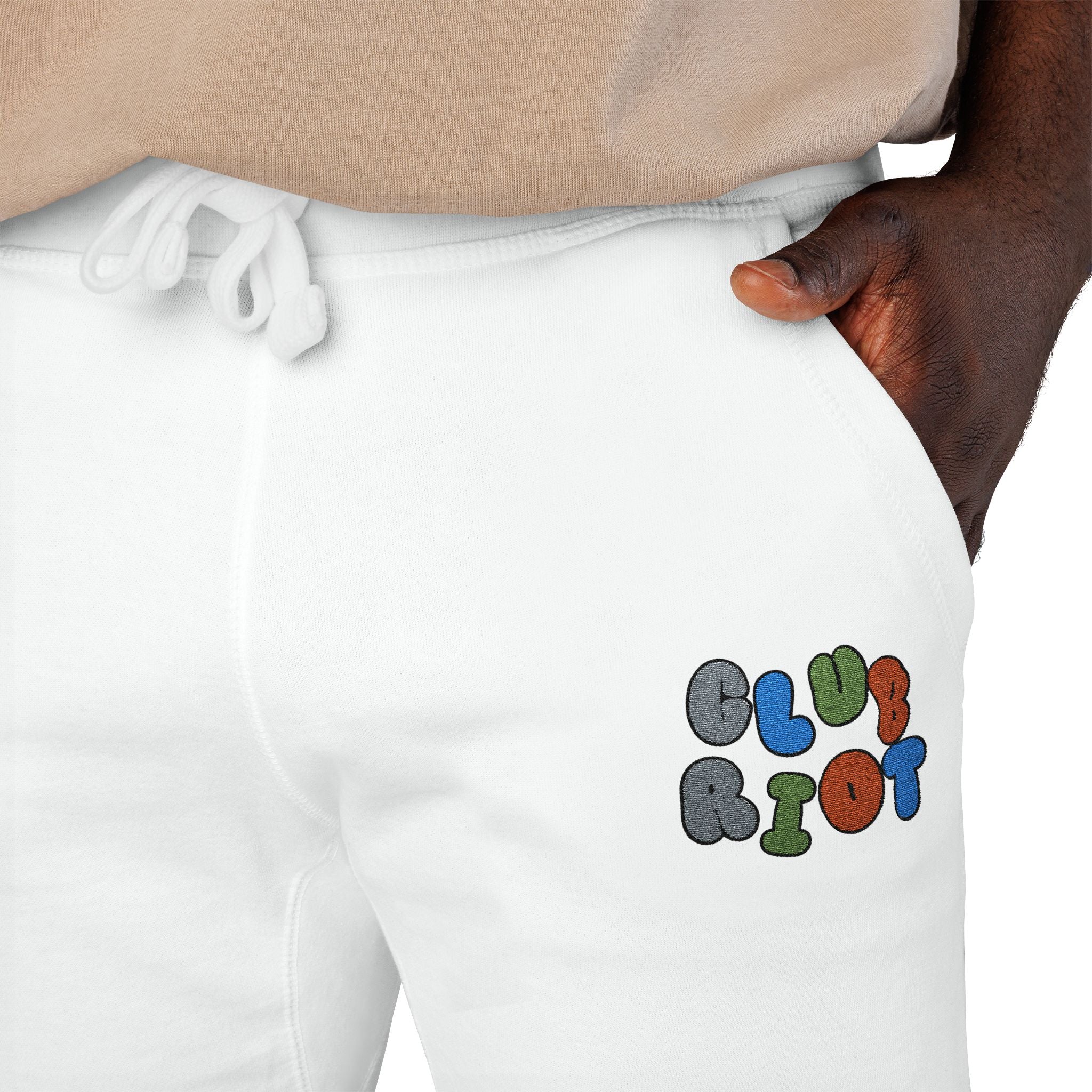 Cozy Embroidered Unisex Fleece Sweatpants, Casual Lounge Pants, Perfect for Relaxing, Gift for Him/Her, Ideal for Everyday Wear – Club Riot Queer Streetwear