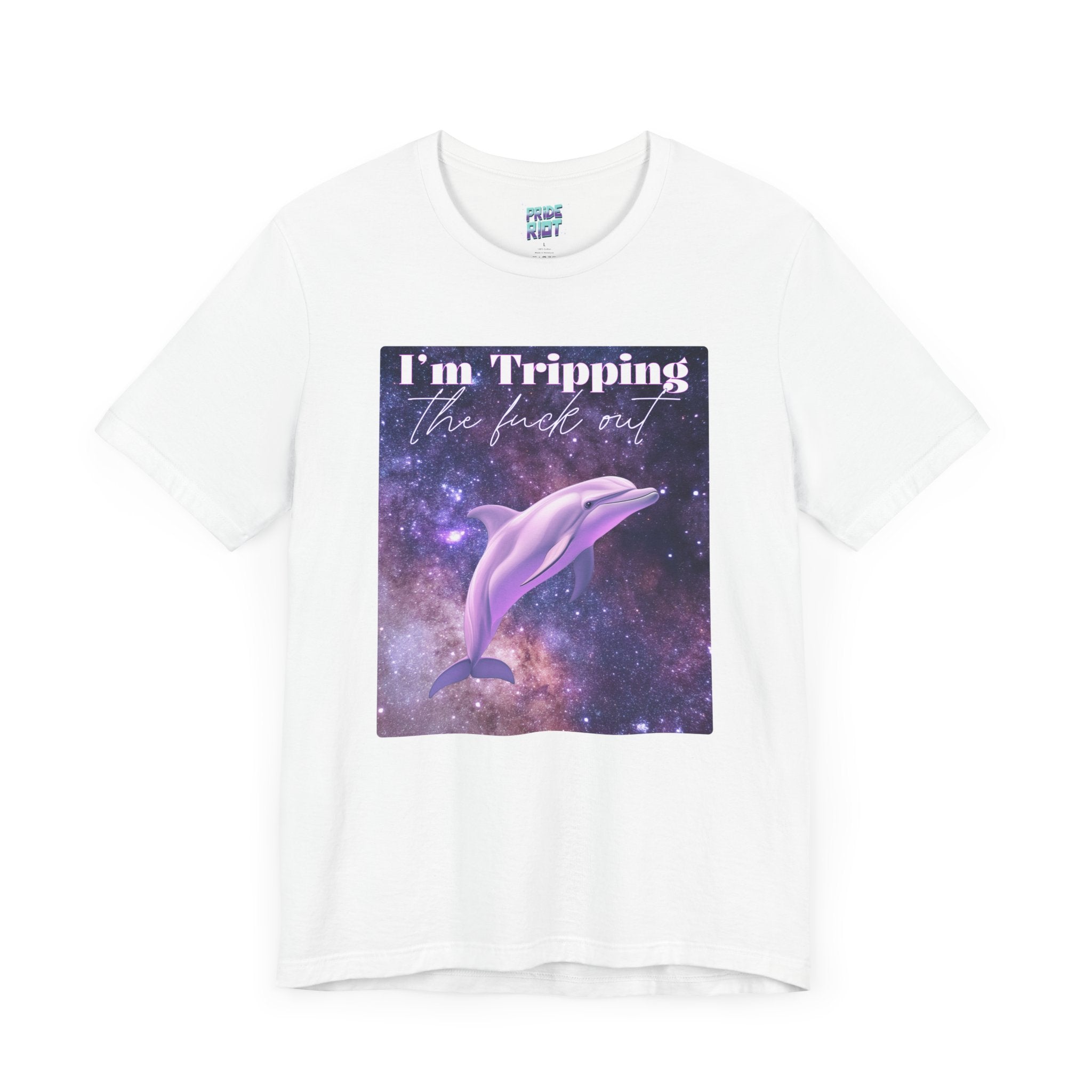 "I'm tripping the F*ck out" Surreal Dolphin Tee Unisex T-Shirt – Bold Queer Streetwear Graphic Tee