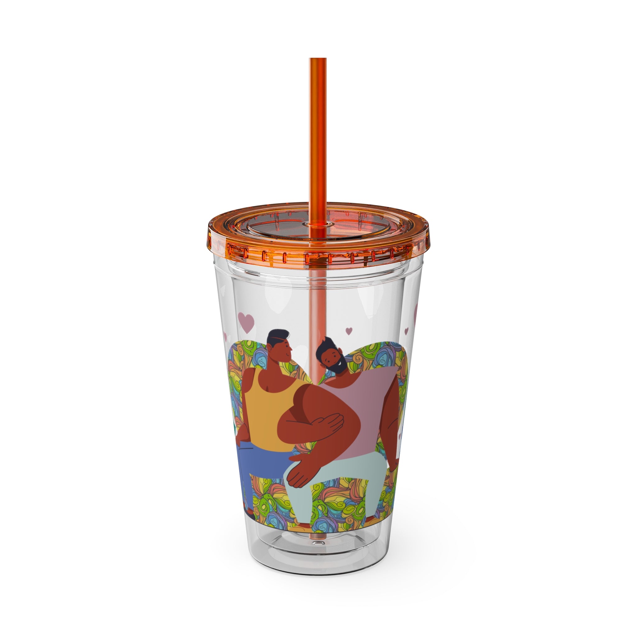 Sunsplash Tumbler, Colorful Couples Drinkware, Cute Travel Mug, Love Glassware – Bold Queer Streetwear Drinkware