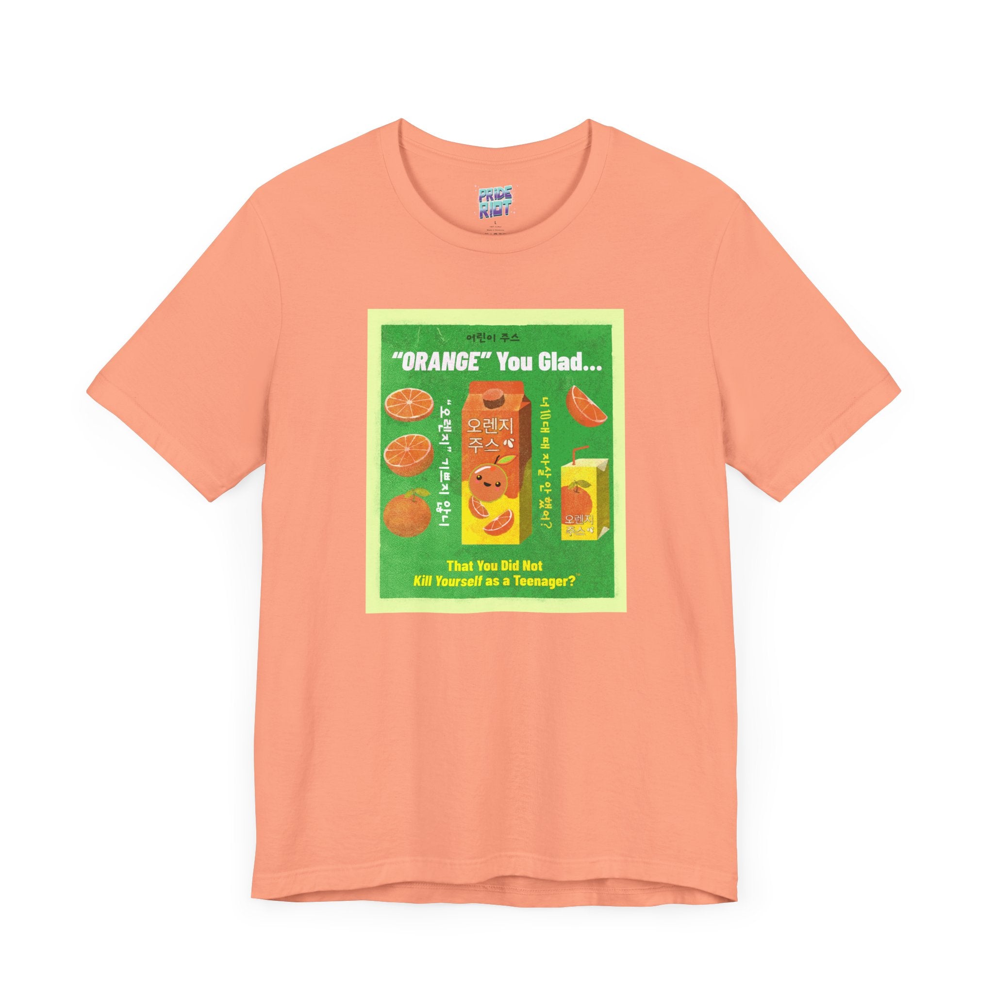 Retro Korean Orange Juice Tee Unisex T-Shirt – Bold Queer Streetwear Graphic Tee