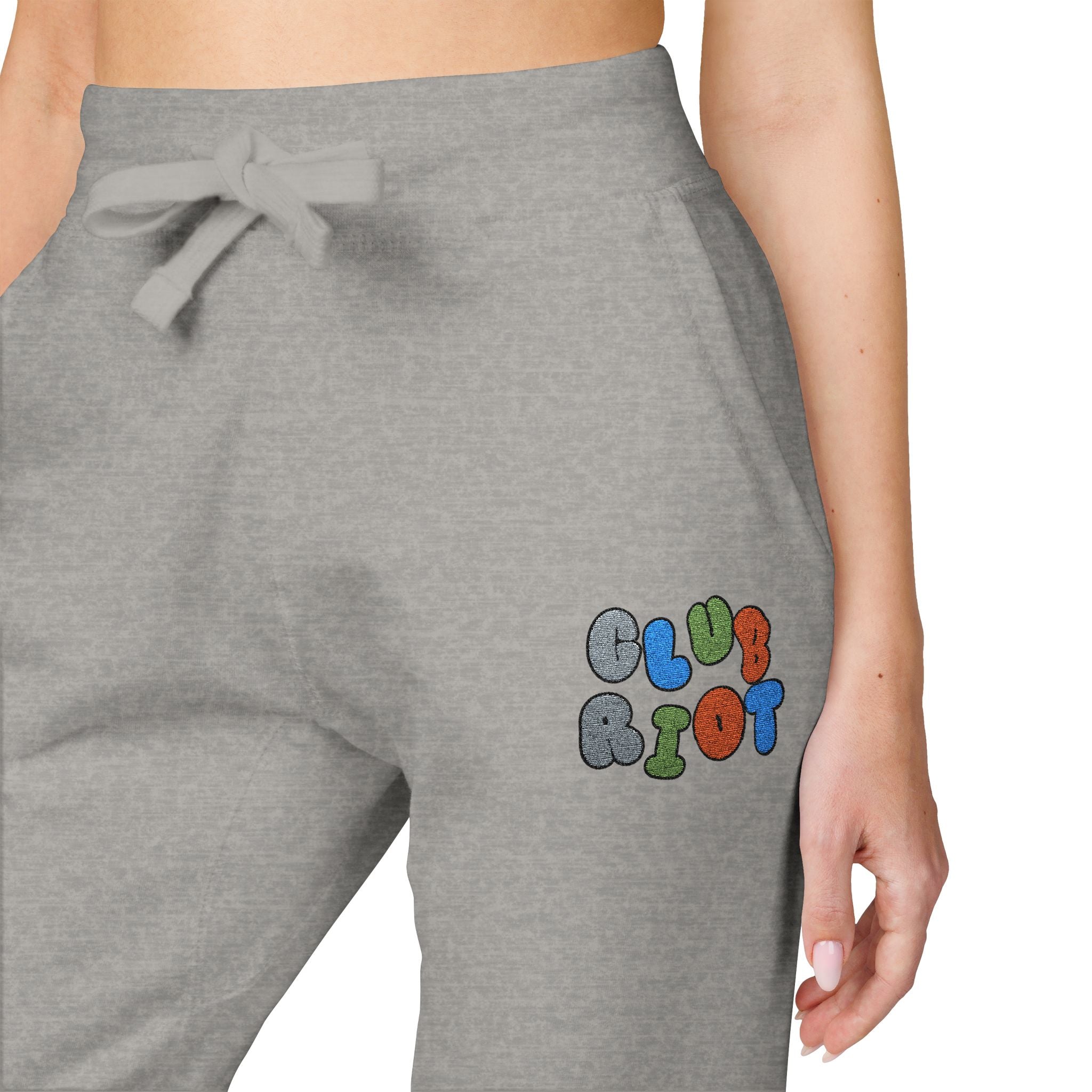 Cozy Embroidered Unisex Fleece Sweatpants, Casual Lounge Pants, Perfect for Relaxing, Gift for Him/Her, Ideal for Everyday Wear – Club Riot Queer Streetwear