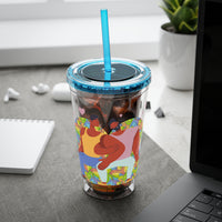Sunsplash Tumbler, Colorful Couples Drinkware, Cute Travel Mug, Love Glassware – Bold Queer Streetwear Drinkware