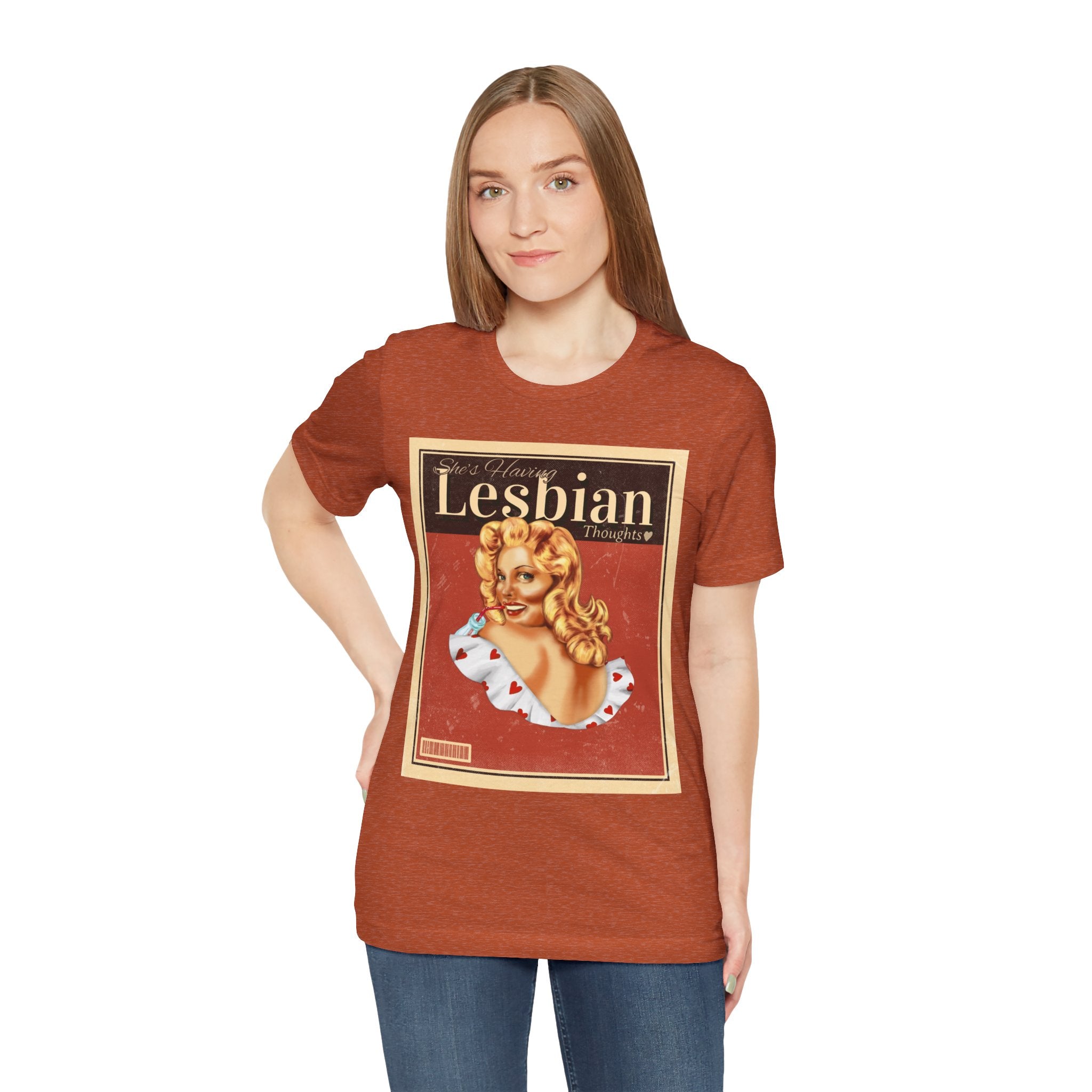 "She's having Lesbian Thoughts" Retro Pride Unisex Tee Unisex T-Shirt – Bold Queer Streetwear Graphic Tee