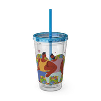 Sunsplash Tumbler, Colorful Couples Drinkware, Cute Travel Mug, Love Glassware – Bold Queer Streetwear Drinkware
