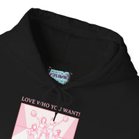 Hooded Sweatshirt 'Love Who You Want! Nothing Matters! Everyone Dies' Crewneck Sweatshirt – Queer Streetwear Cozy Essential