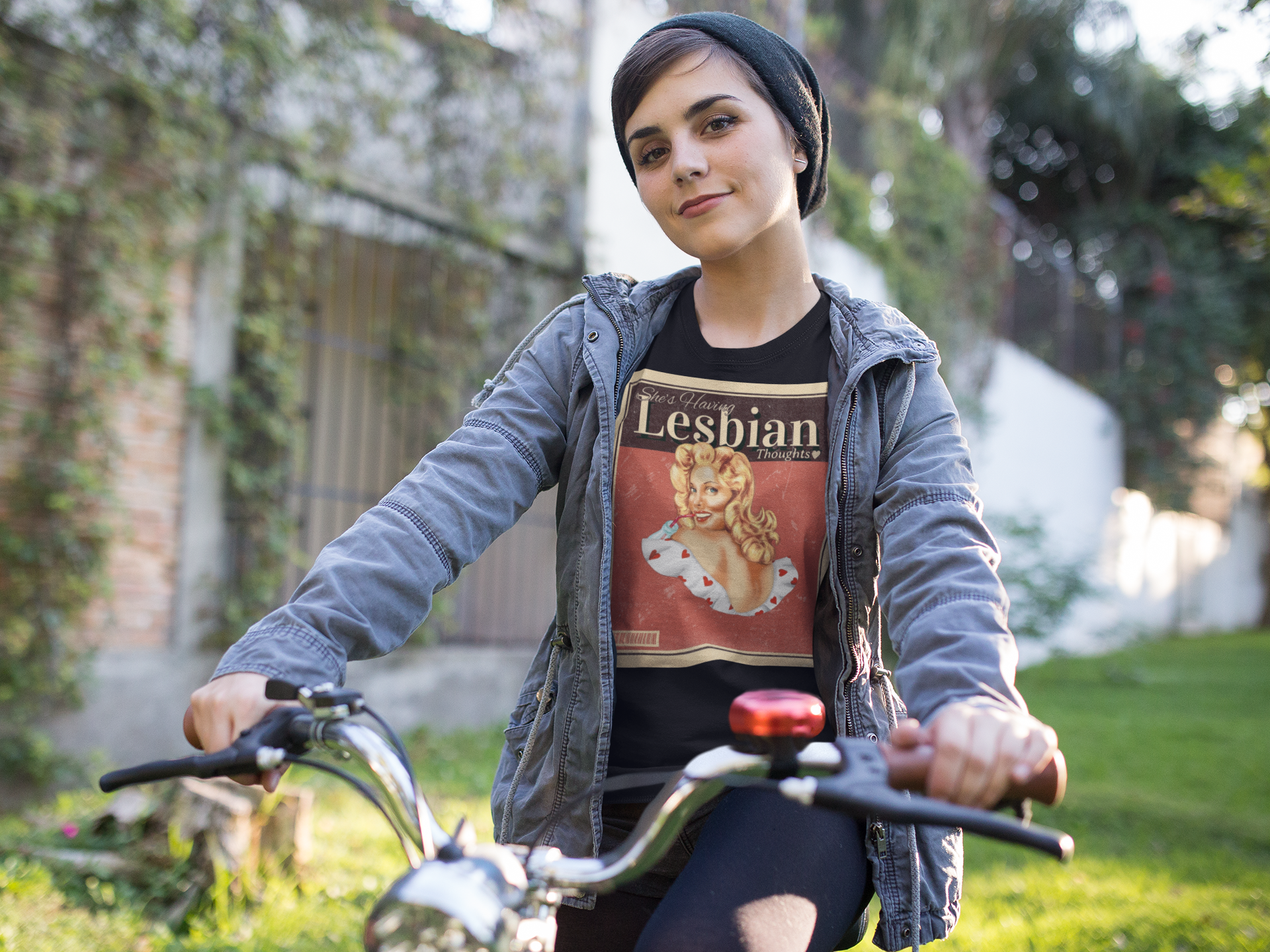 "She's having Lesbian Thoughts" Retro Pride Unisex Tee Unisex T-Shirt – Bold Queer Streetwear Graphic Tee