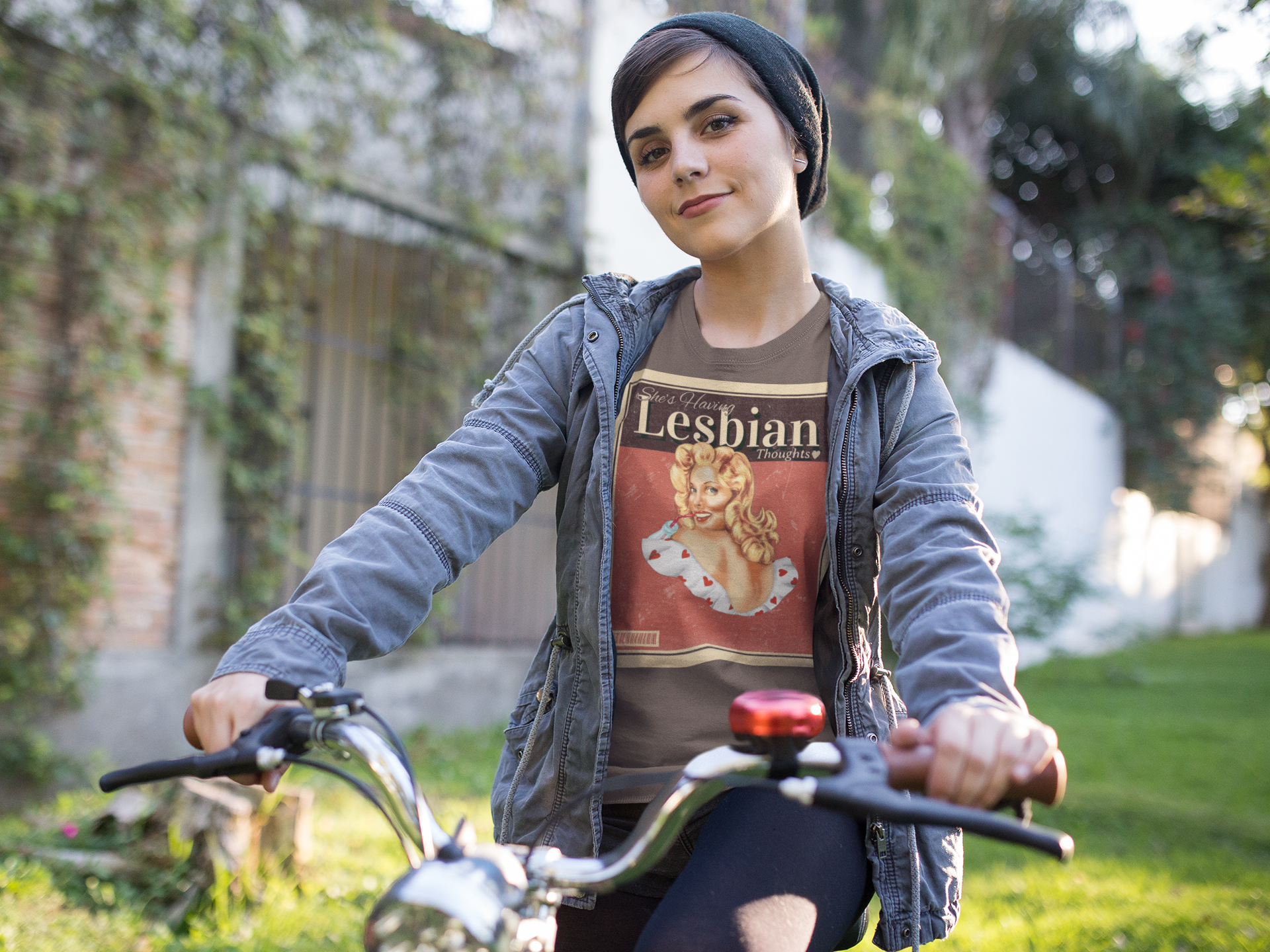 "She's having Lesbian Thoughts" Retro Pride Unisex Tee Unisex T-Shirt – Bold Queer Streetwear Graphic Tee