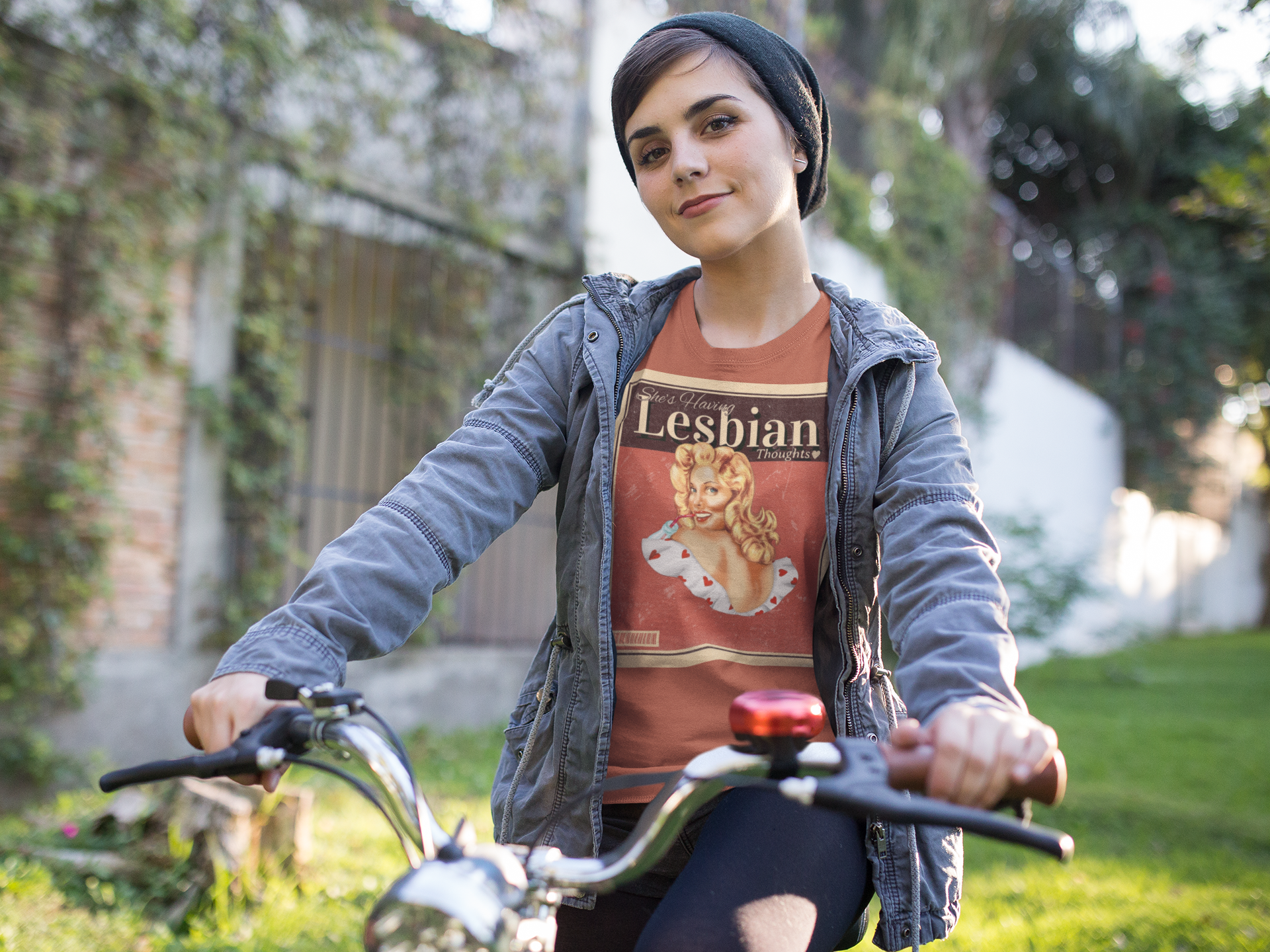 "She's having Lesbian Thoughts" Retro Pride Unisex Tee Unisex T-Shirt – Bold Queer Streetwear Graphic Tee