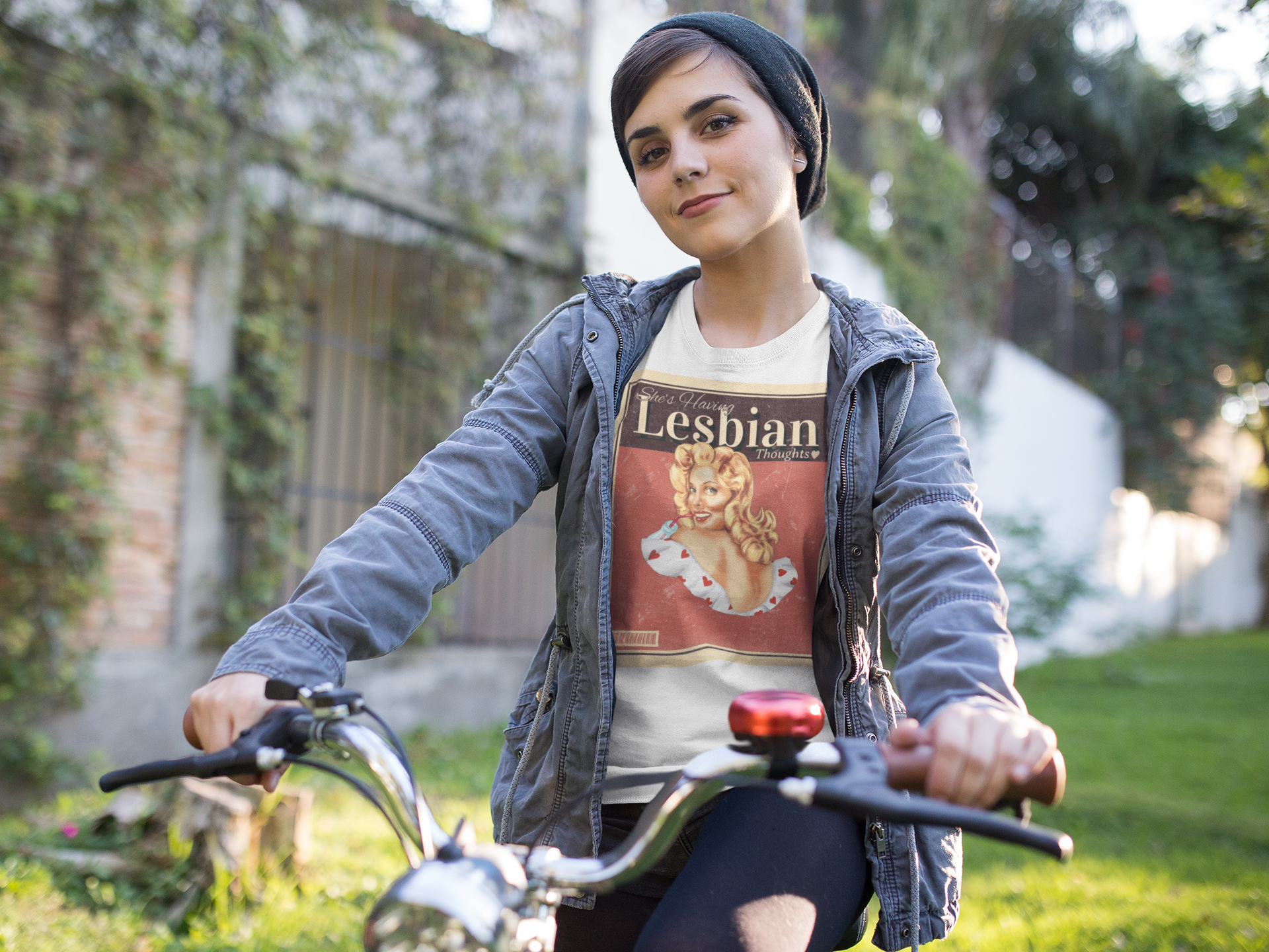 "She's having Lesbian Thoughts" Retro Pride Unisex Tee Unisex T-Shirt – Bold Queer Streetwear Graphic Tee