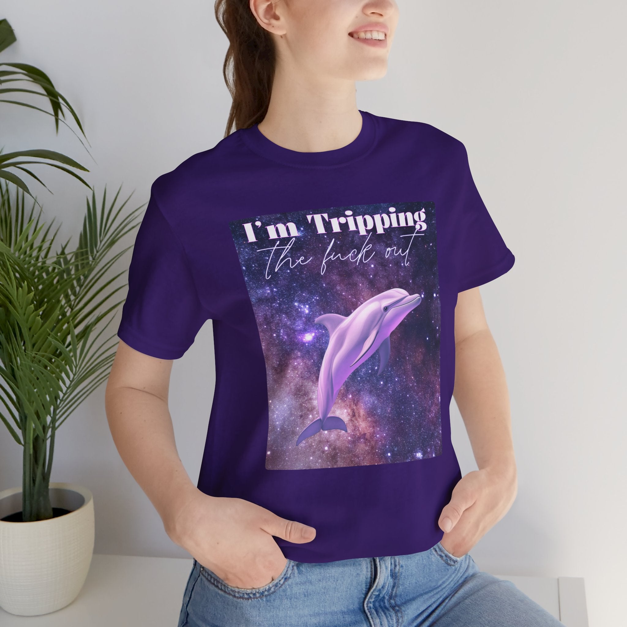"I'm tripping the F*ck out" Surreal Dolphin Tee Unisex T-Shirt – Bold Queer Streetwear Graphic Tee