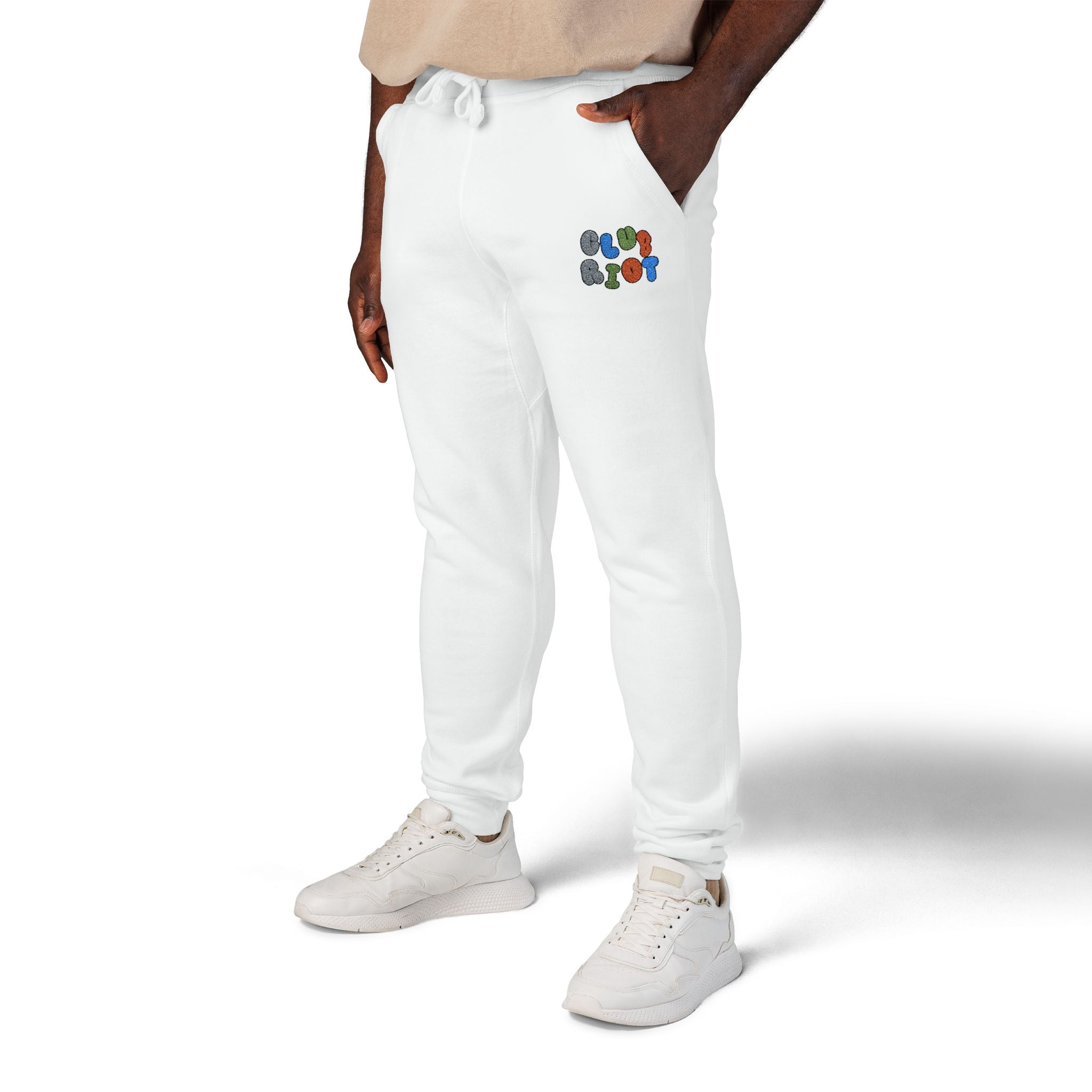 Cozy Embroidered Unisex Fleece Sweatpants, Casual Lounge Pants, Perfect for Relaxing, Gift for Him/Her, Ideal for Everyday Wear – Club Riot Queer Streetwear