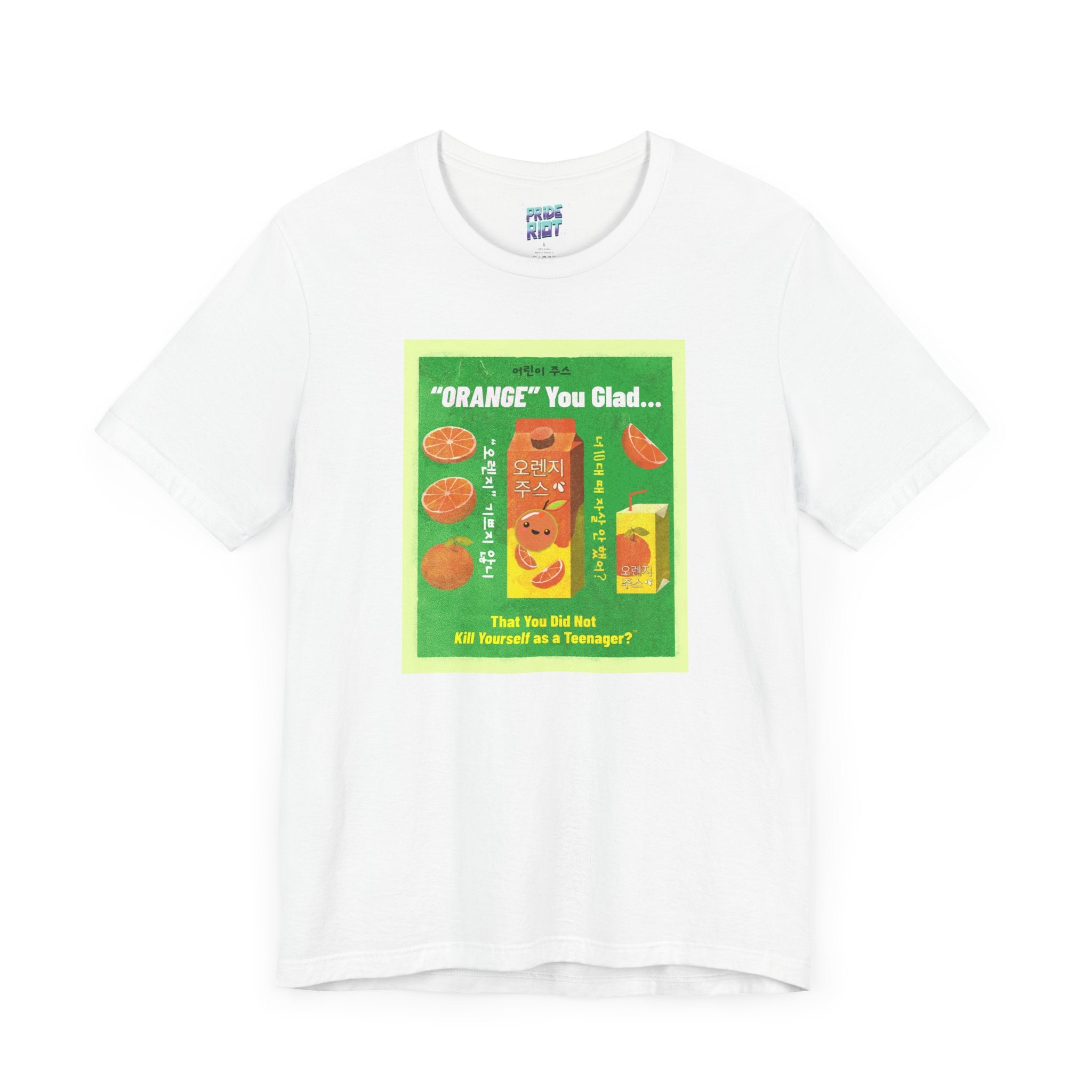 Retro Korean Orange Juice Tee Unisex T-Shirt – Bold Queer Streetwear Graphic Tee