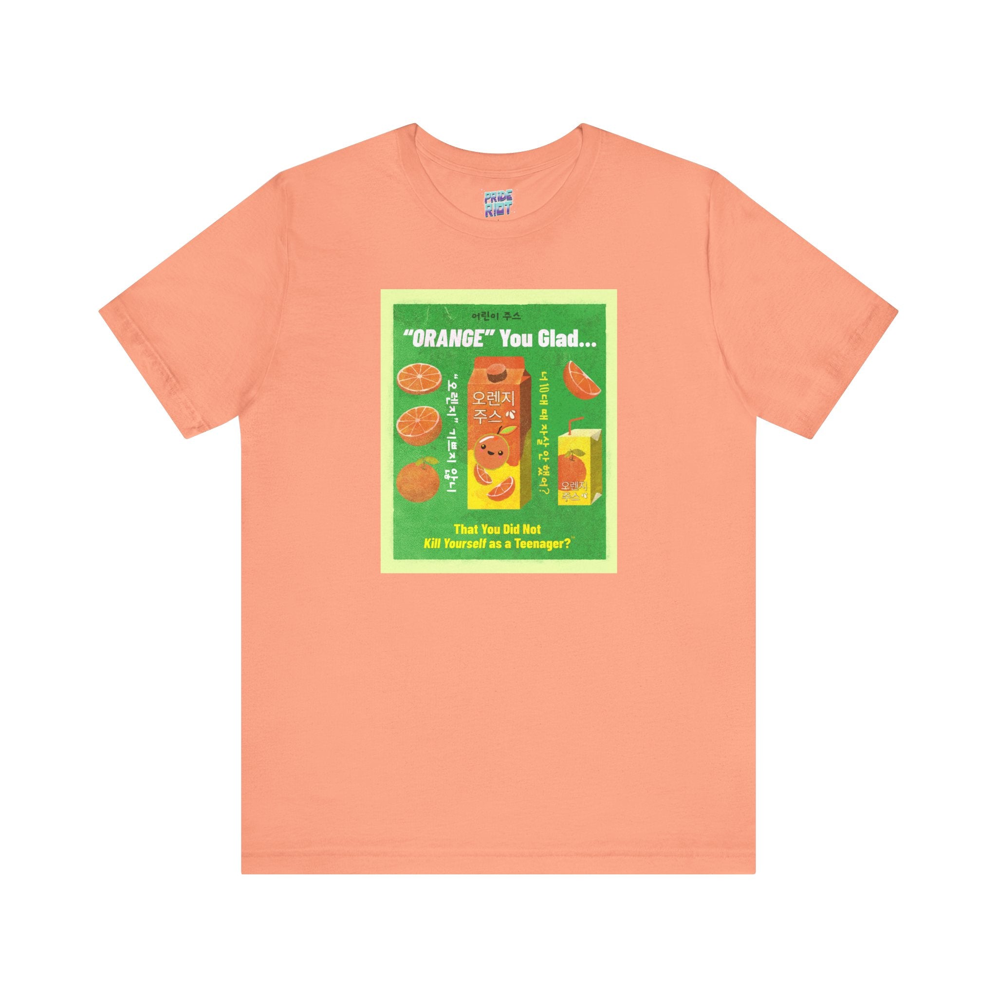 Retro Korean Orange Juice Tee Unisex T-Shirt – Bold Queer Streetwear Graphic Tee