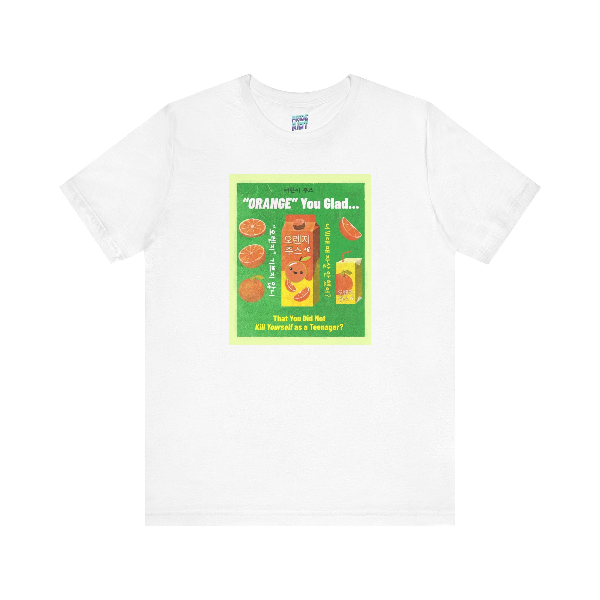 Retro Korean Orange Juice Tee Unisex T-Shirt – Bold Queer Streetwear Graphic Tee