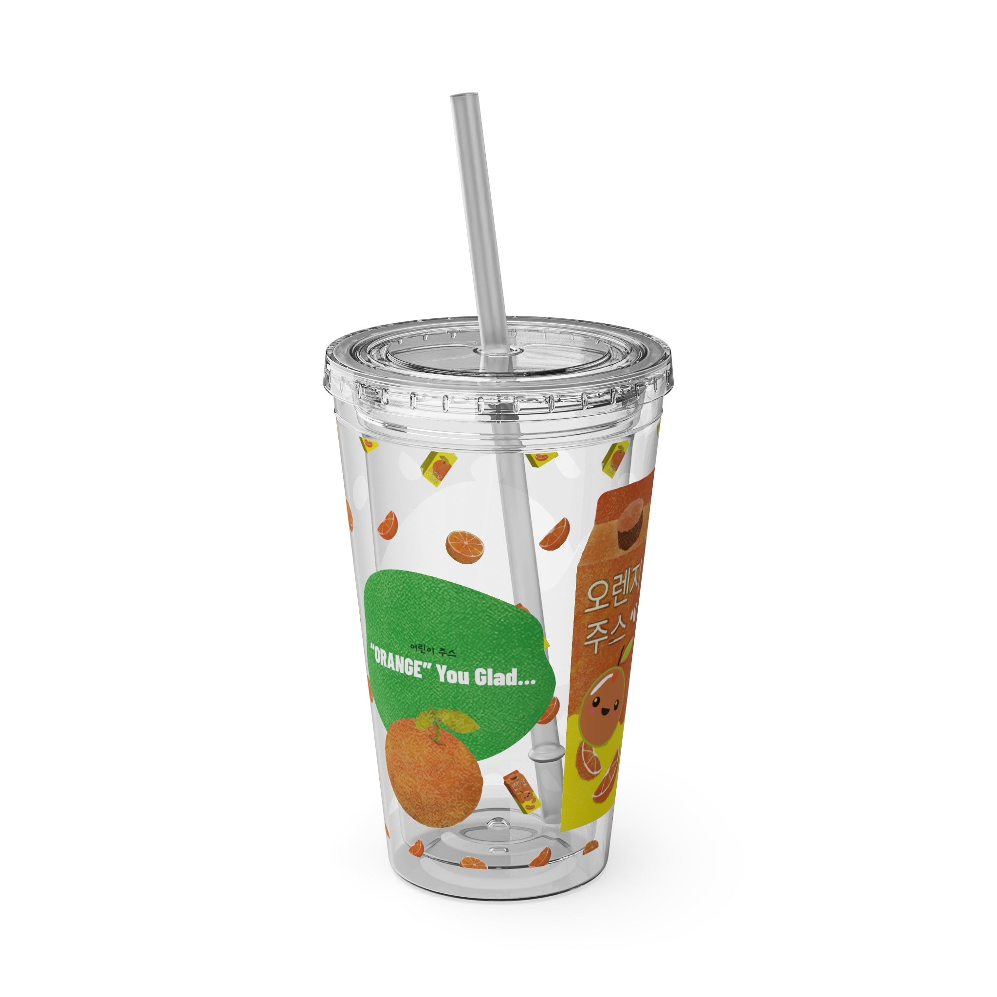 Tumbler with Korean Orange Juice Retro Ad Design, 16oz – Club Riot Queer Streetwear