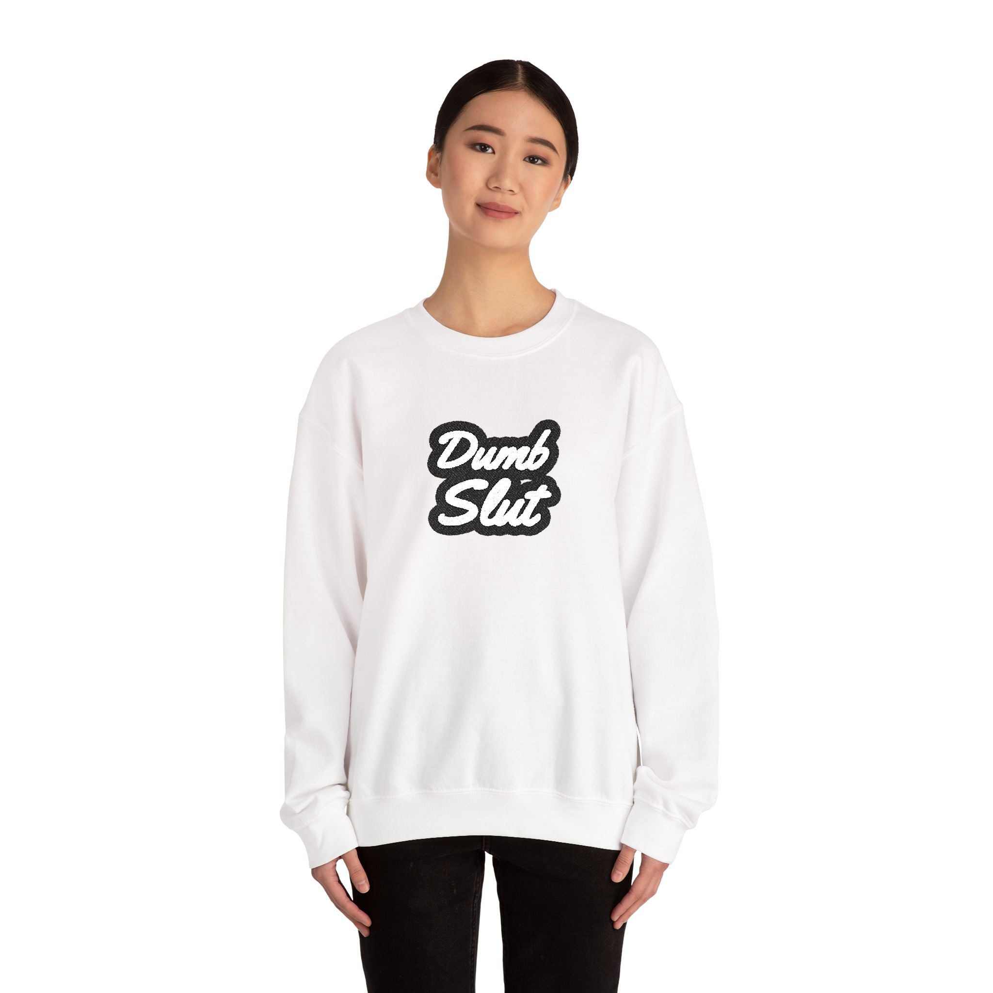 Dumb Slut Crewneck Sweatshirt, Funny Sweater Gift, Unisex Casual Wear, Trendy Streetwear, Comfy Pullover for Everyday