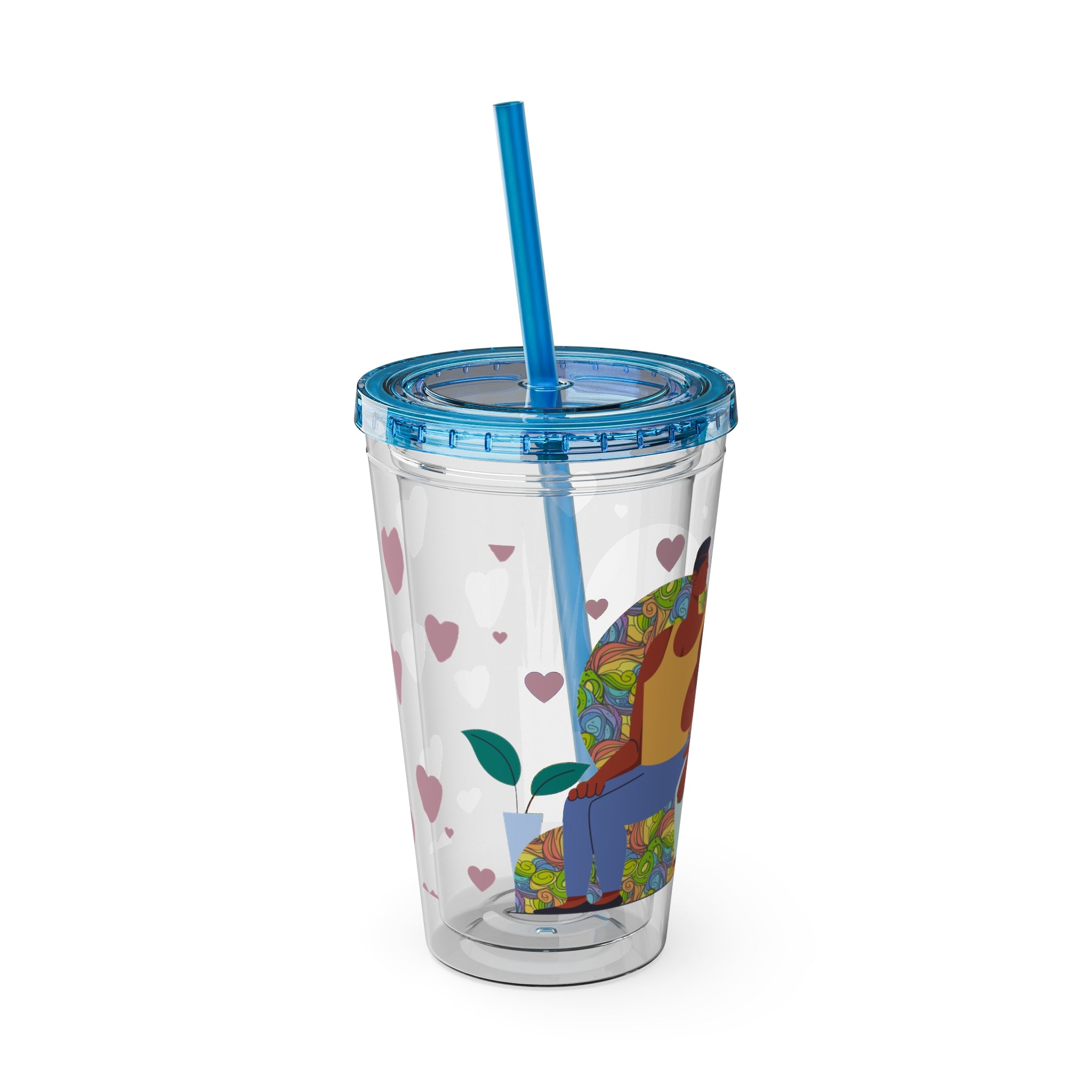 Sunsplash Tumbler, Colorful Couples Drinkware, Cute Travel Mug, Love Glassware – Bold Queer Streetwear Drinkware
