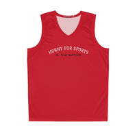 Horny for Sports Basketball Jersey - AOP, Funny Sportswear, Gift for Athletes, Game Day Shirt, Summer Sports Gear with Club Riot queer streetwear design