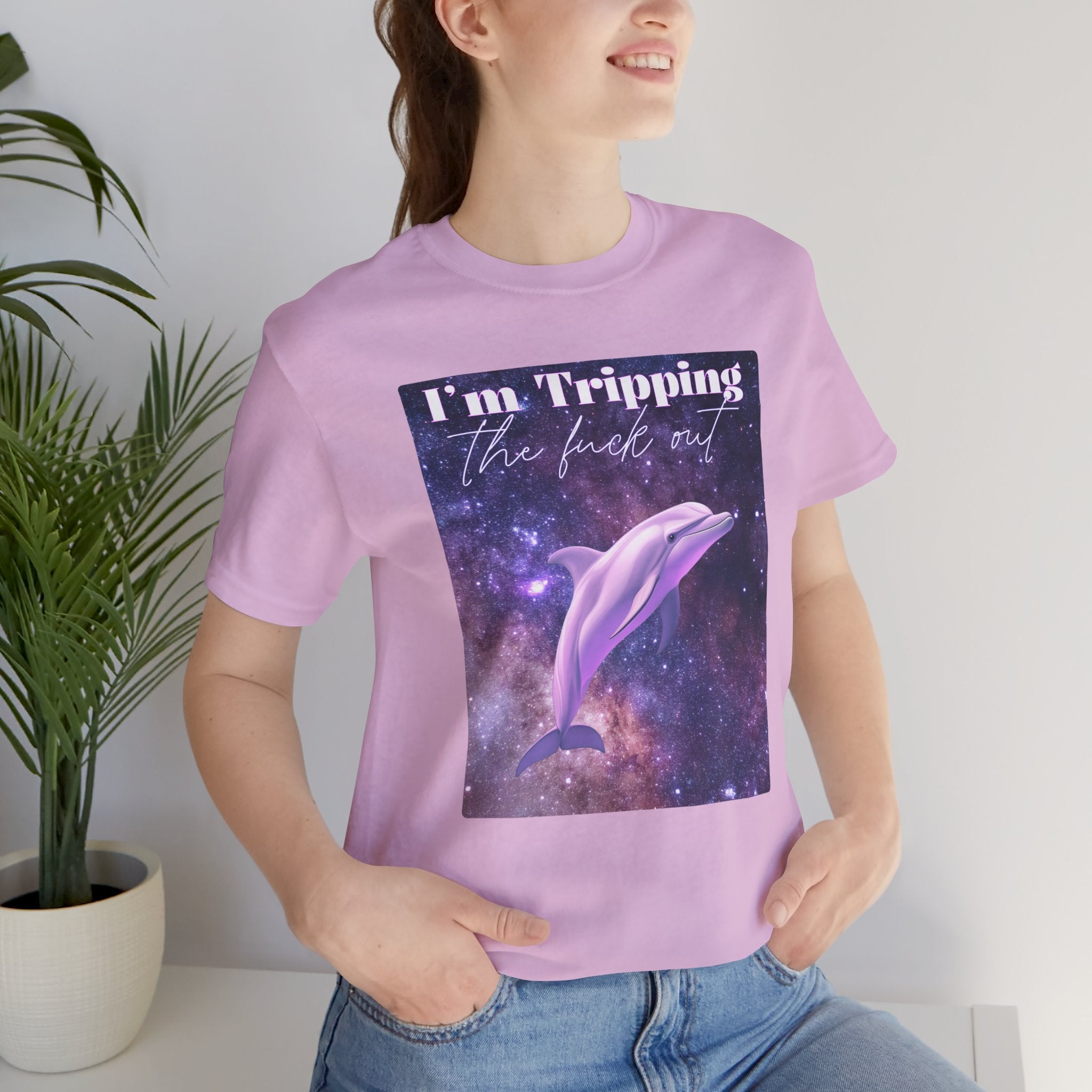 "I'm tripping the F*ck out" Surreal Dolphin Tee Unisex T-Shirt – Bold Queer Streetwear Graphic Tee